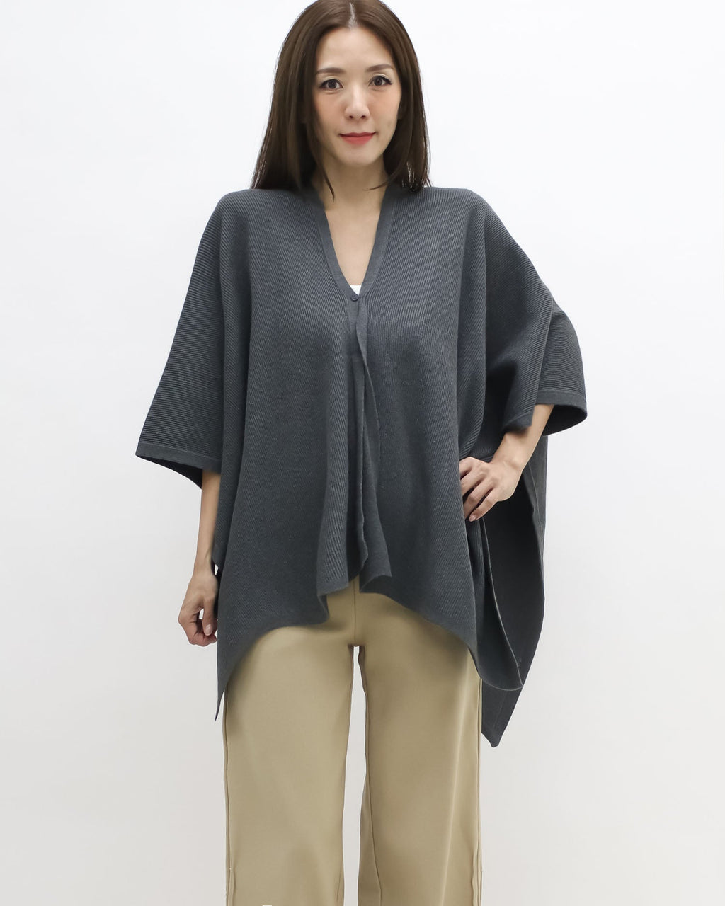 charcoal grey flare poncho
