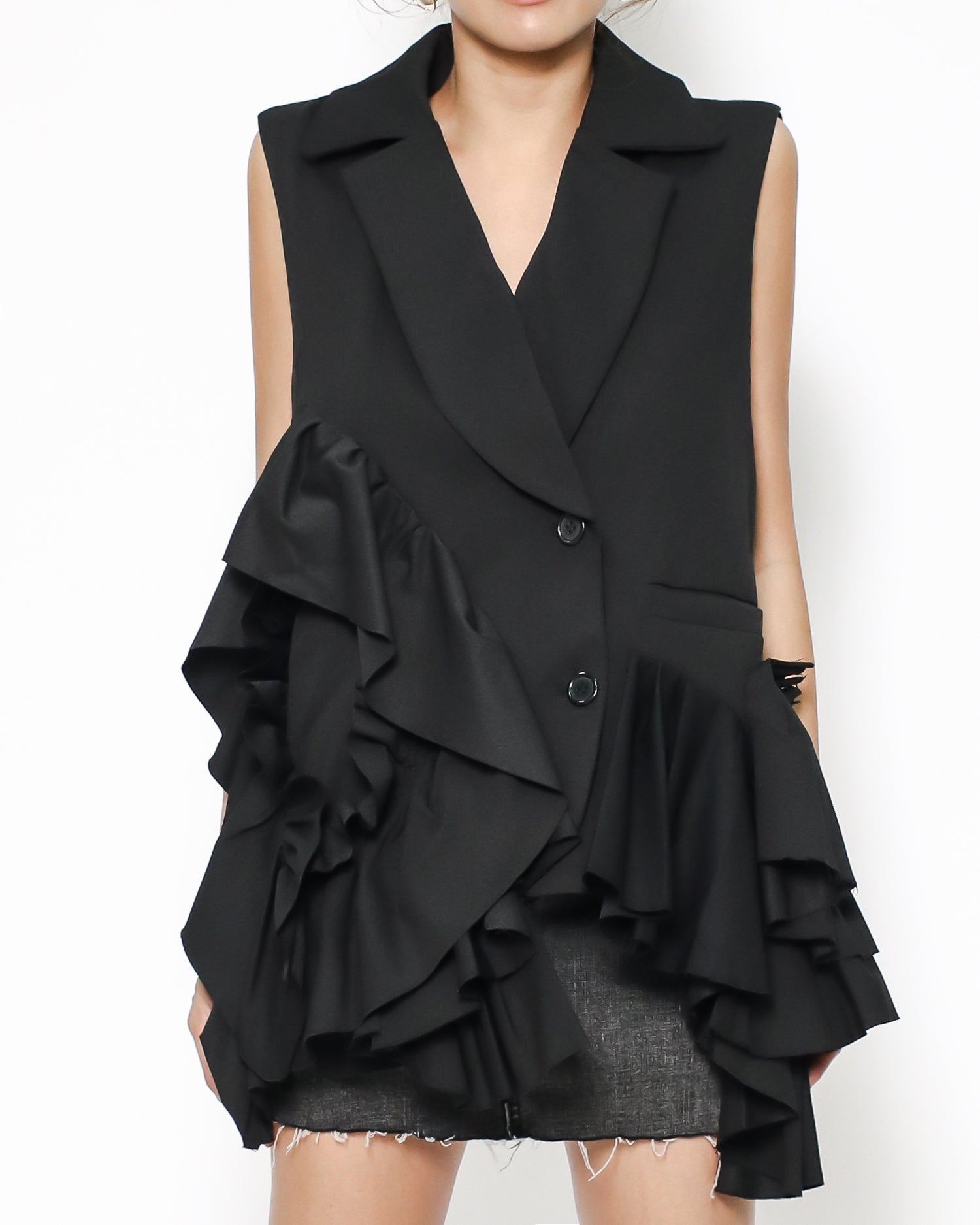 black pleats vest blazer *pre-order*