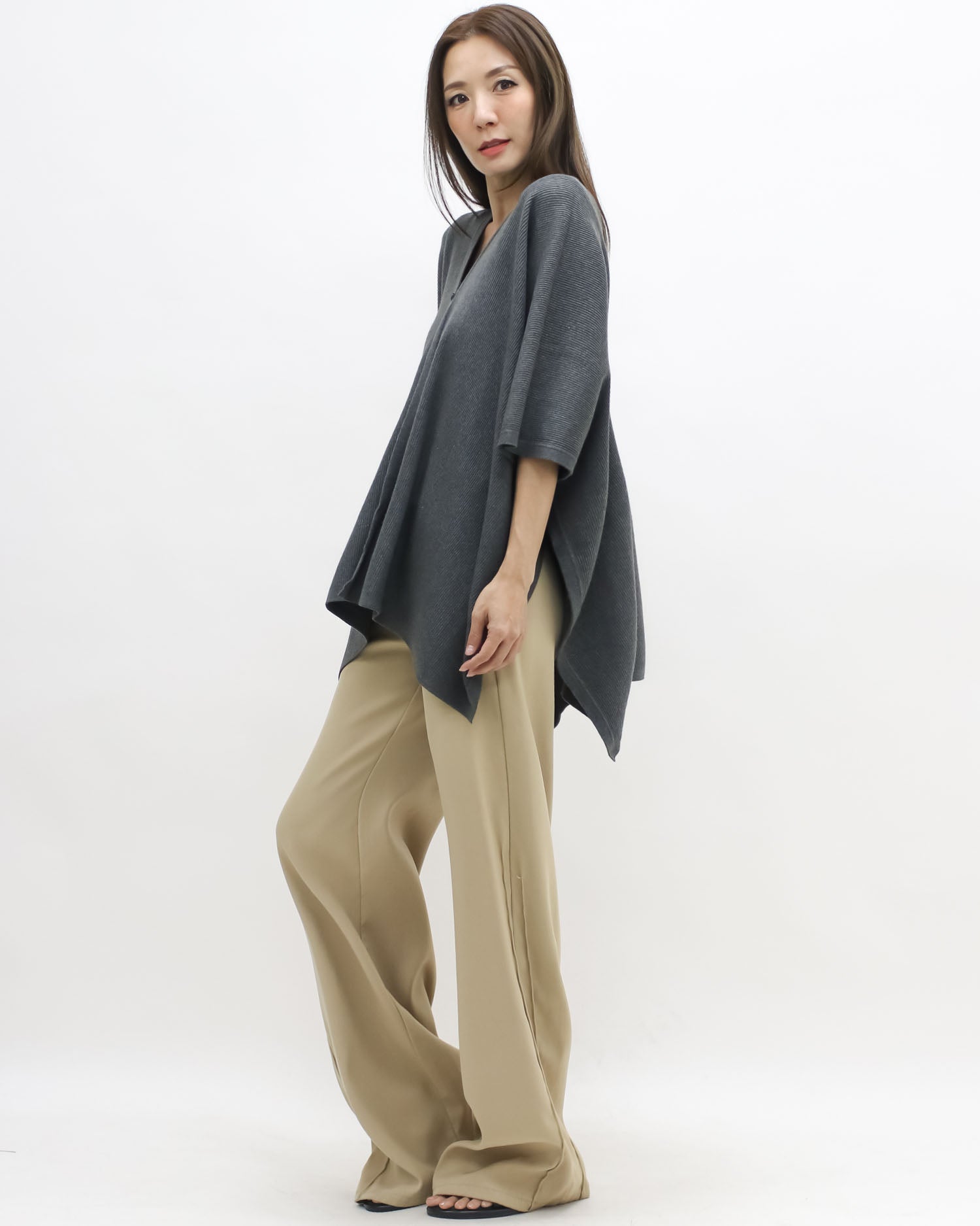 charcoal grey flare poncho