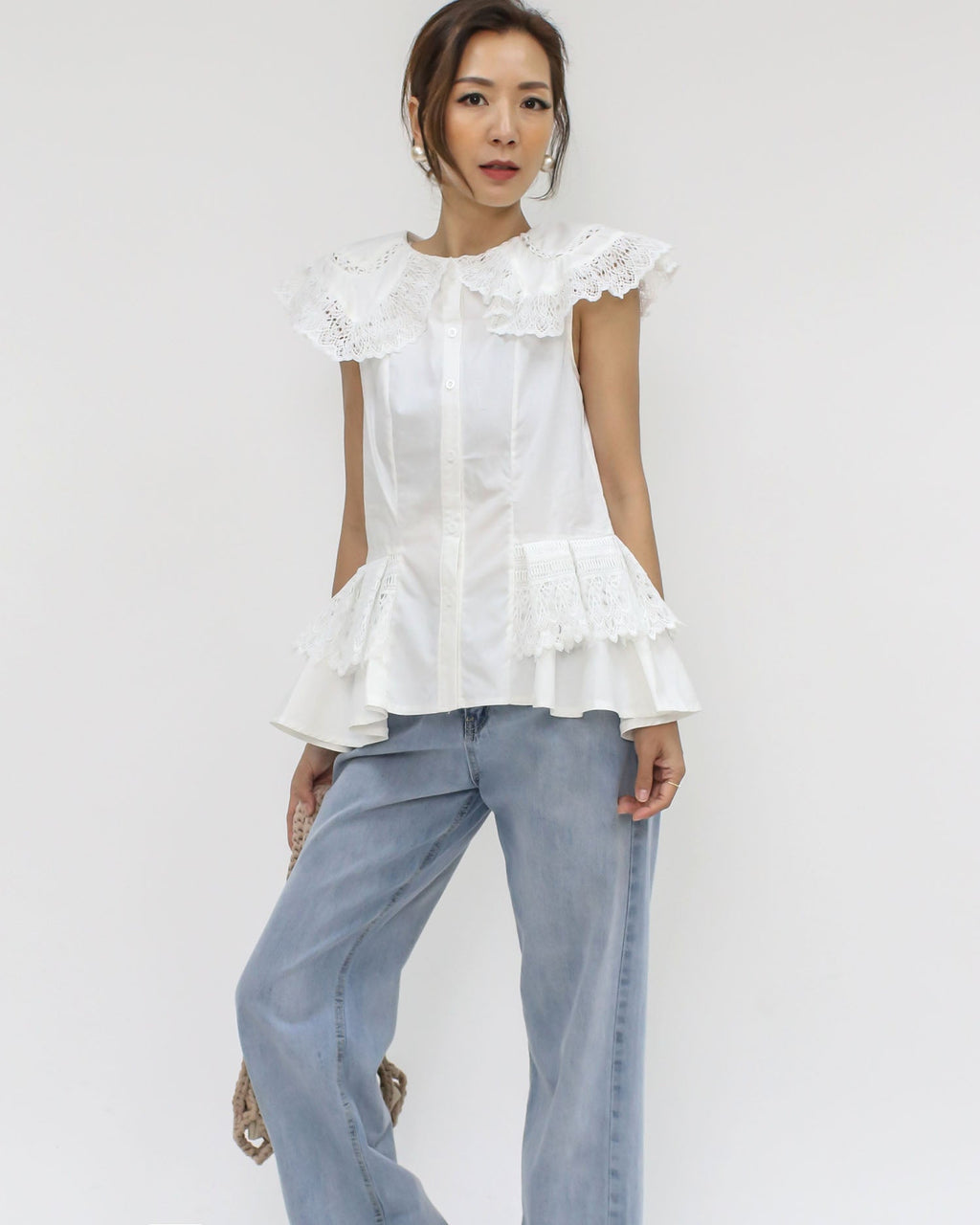 ivory crochet shirt top *pre-order*