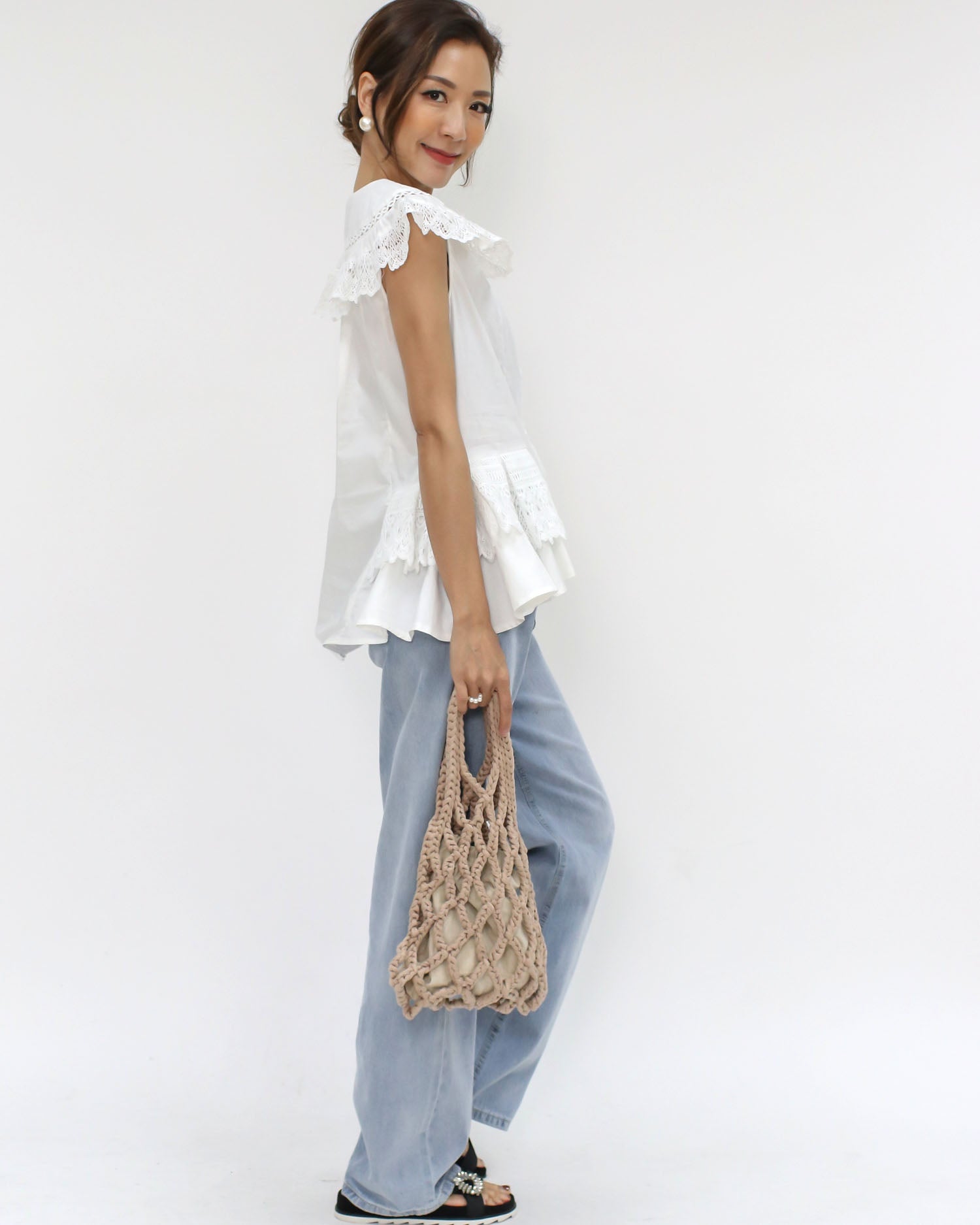 ivory crochet shirt top *pre-order*