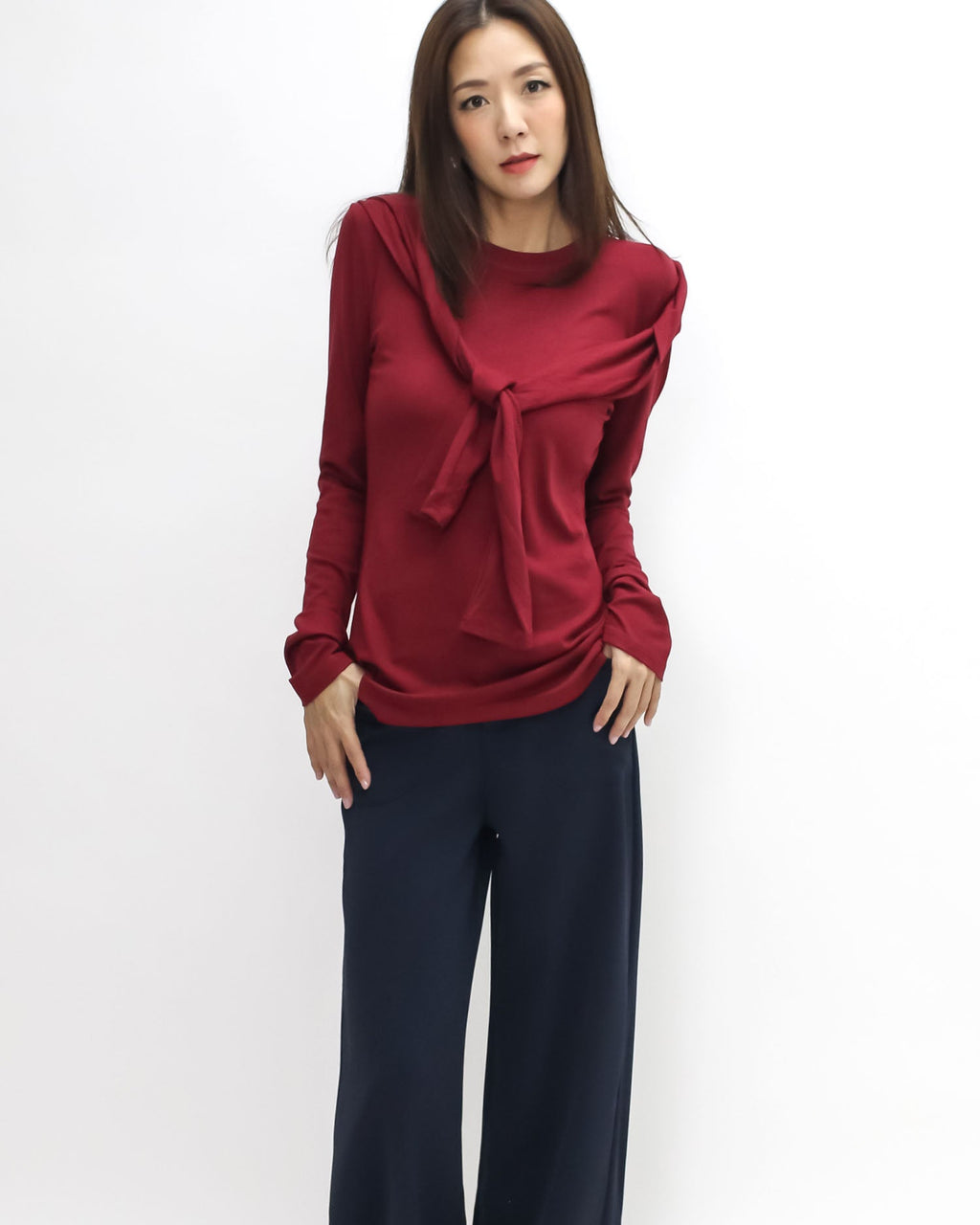 burgundy long sleeves basic tee *pre-order*