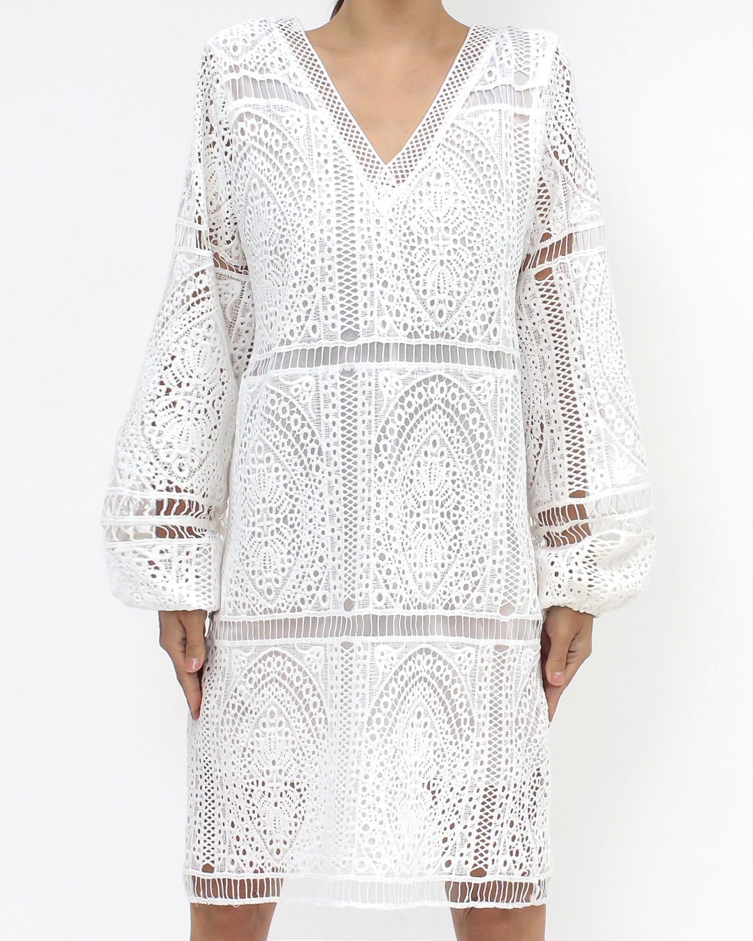 ivory crochet tie-up back cover up dress *pre-order*