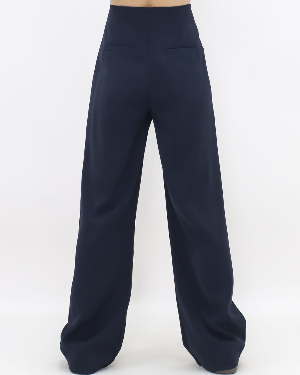 navy soft fabric high waist straight leg pants *pre-order*
