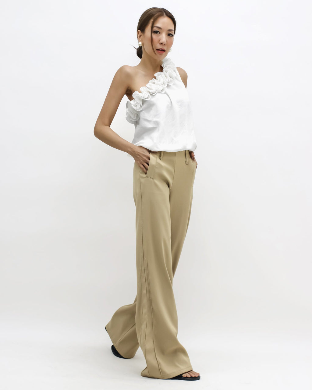 ivory flowers one shoulder top *pre-order*