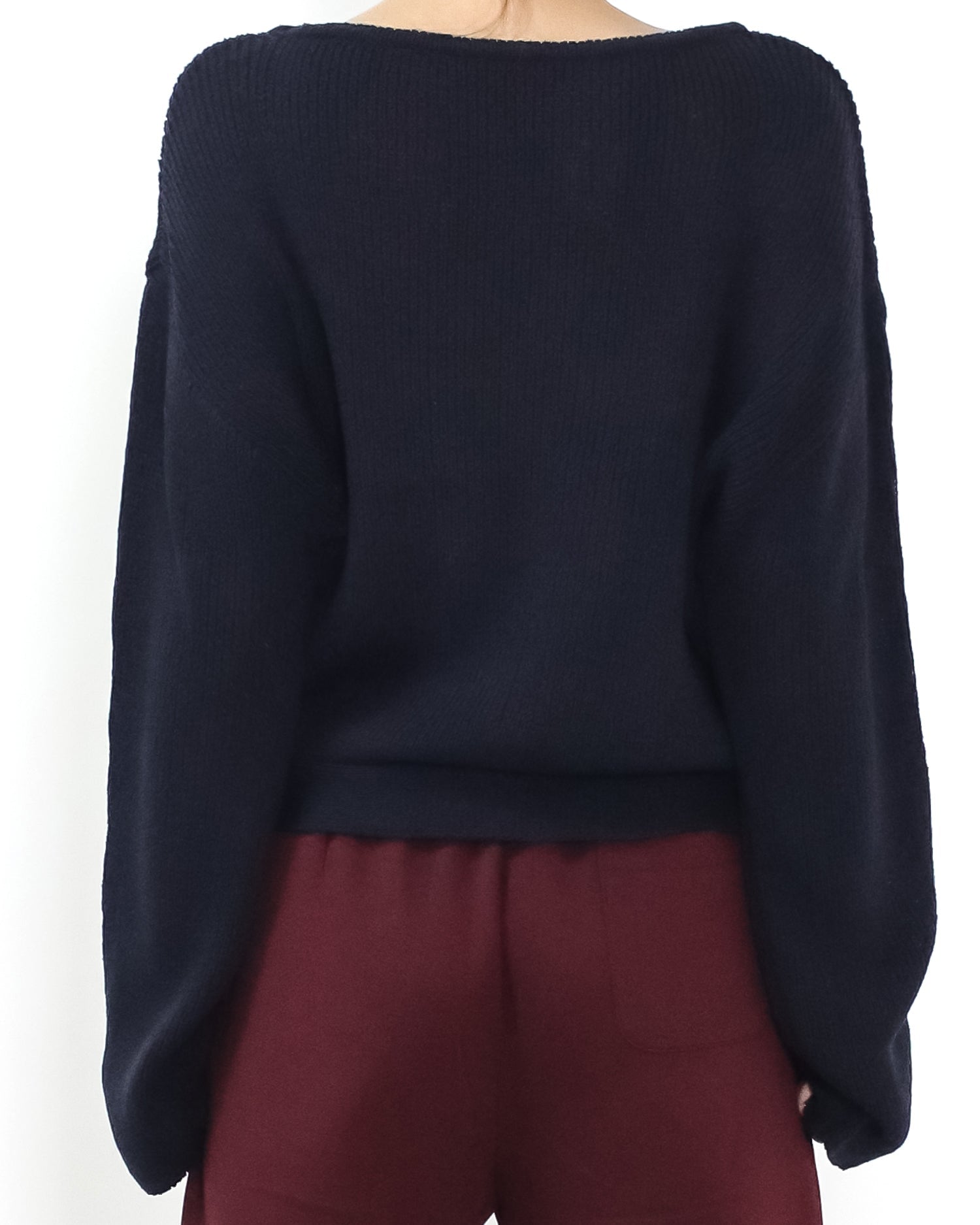 navy tie-up front knitted top *pre-order*
