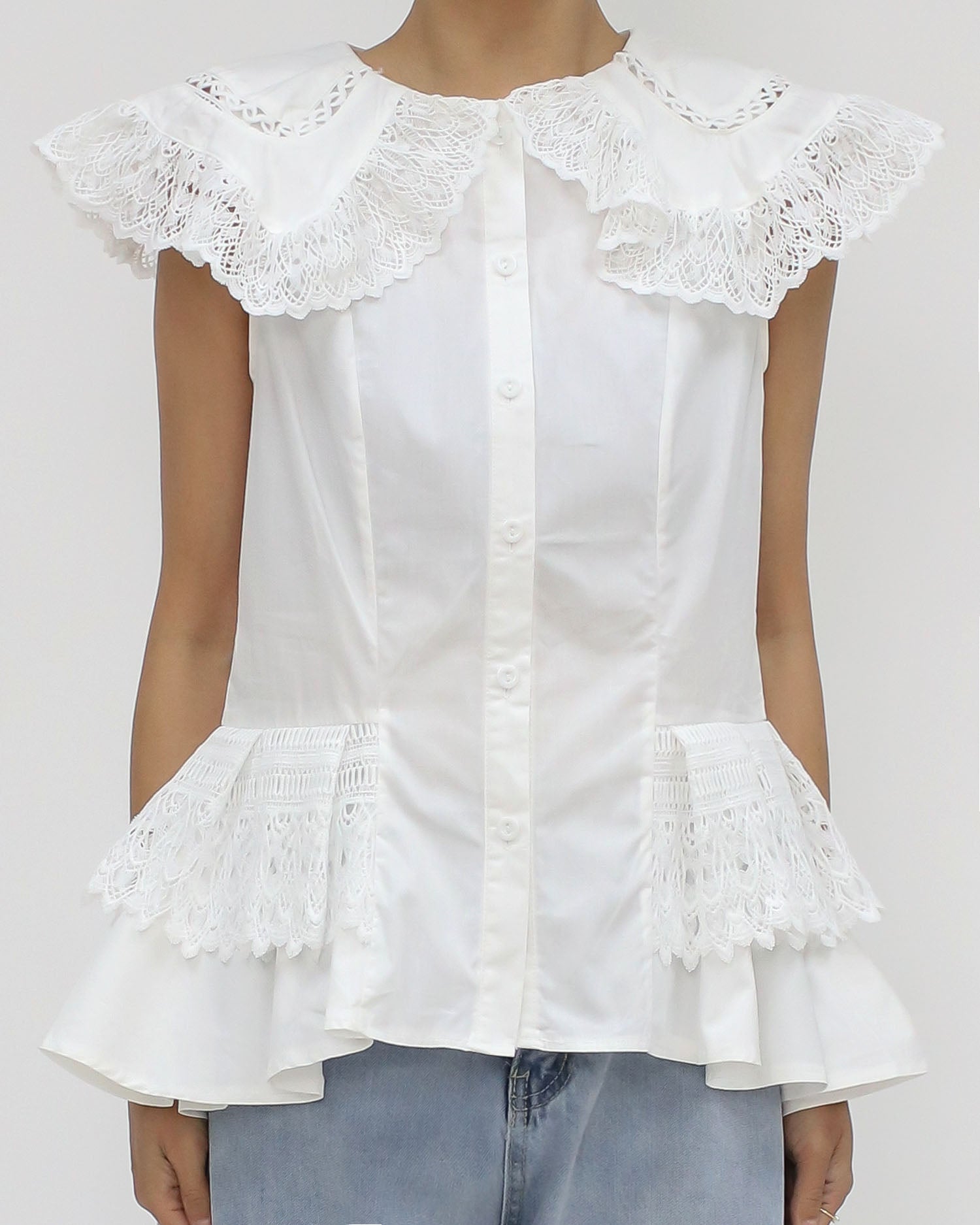 ivory crochet shirt top *pre-order*