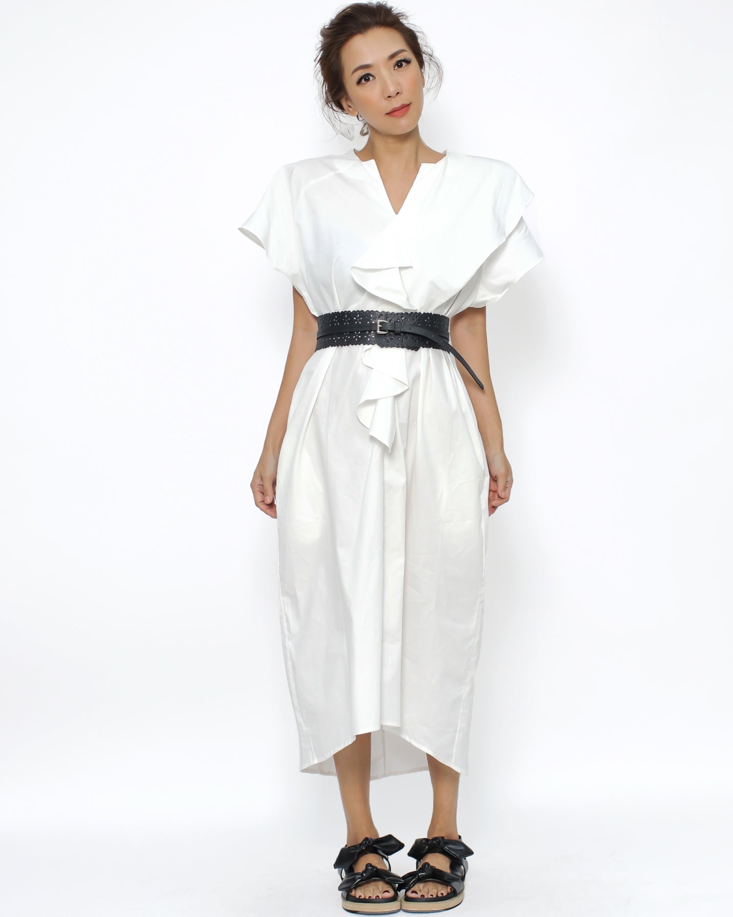 black PU leather laser cut wide belt *pre-order*