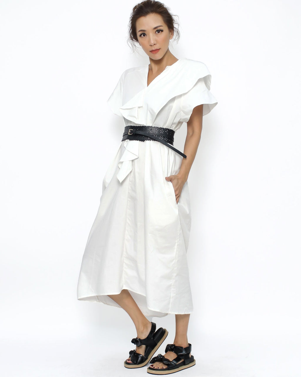 black PU leather laser cut wide belt *pre-order*