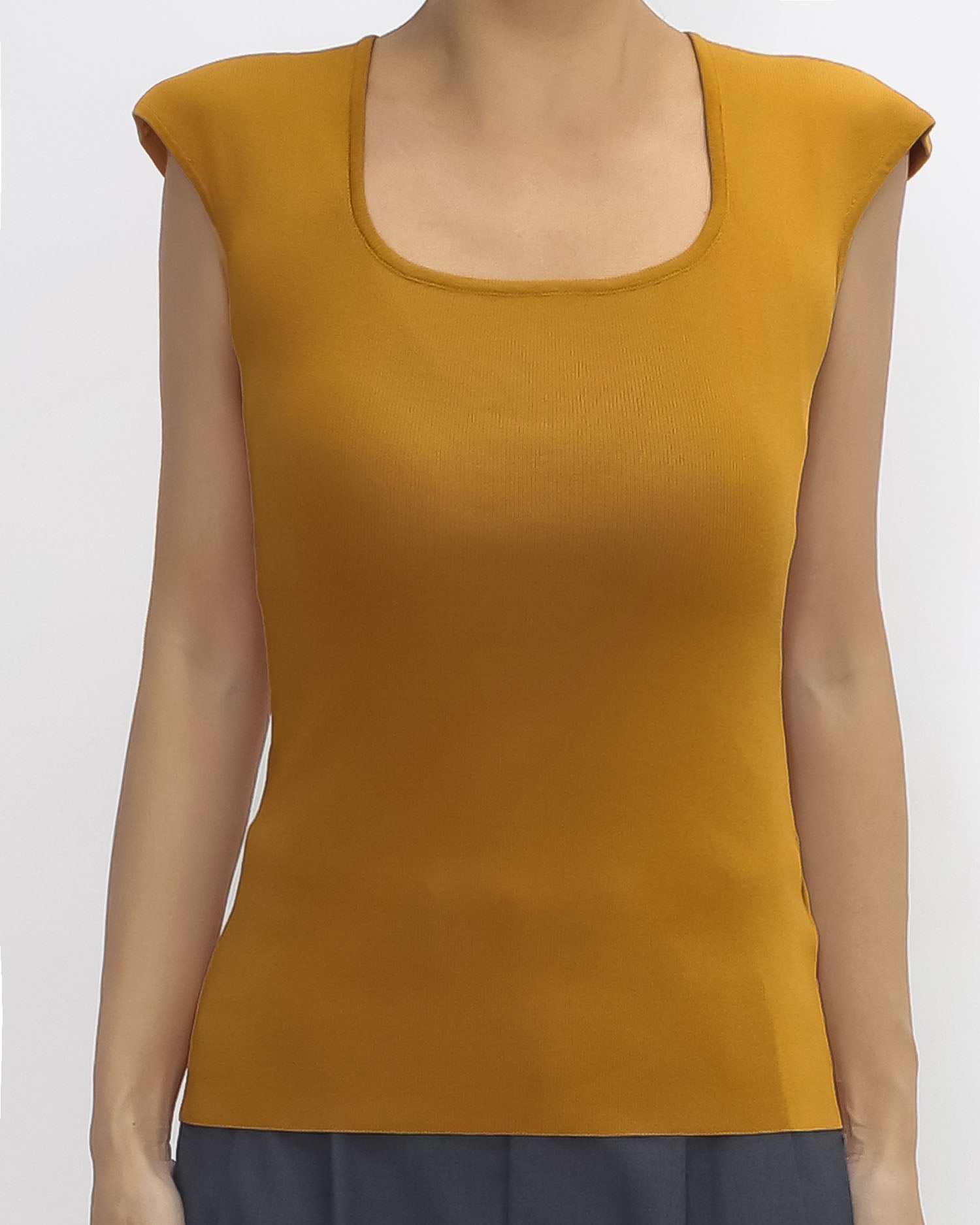 orange square neck basic knitted vest *pre-order*