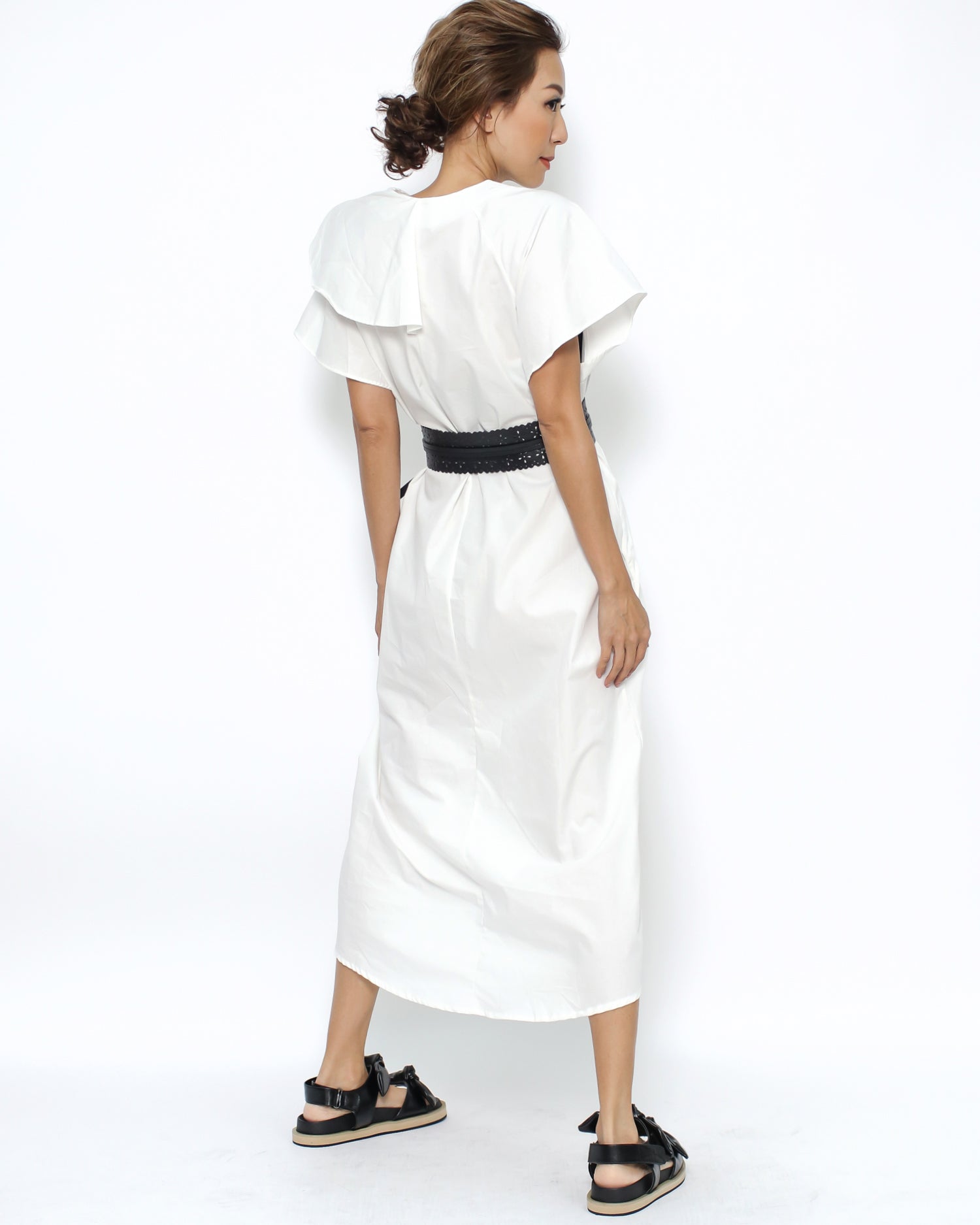 black PU leather laser cut wide belt *pre-order*