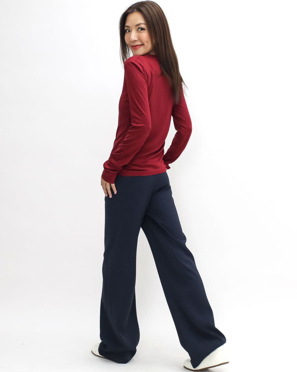 burgundy long sleeves basic tee *pre-order*