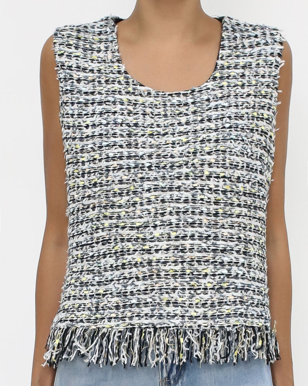 black & ivory tweed luxe tassels vest *pre-order*