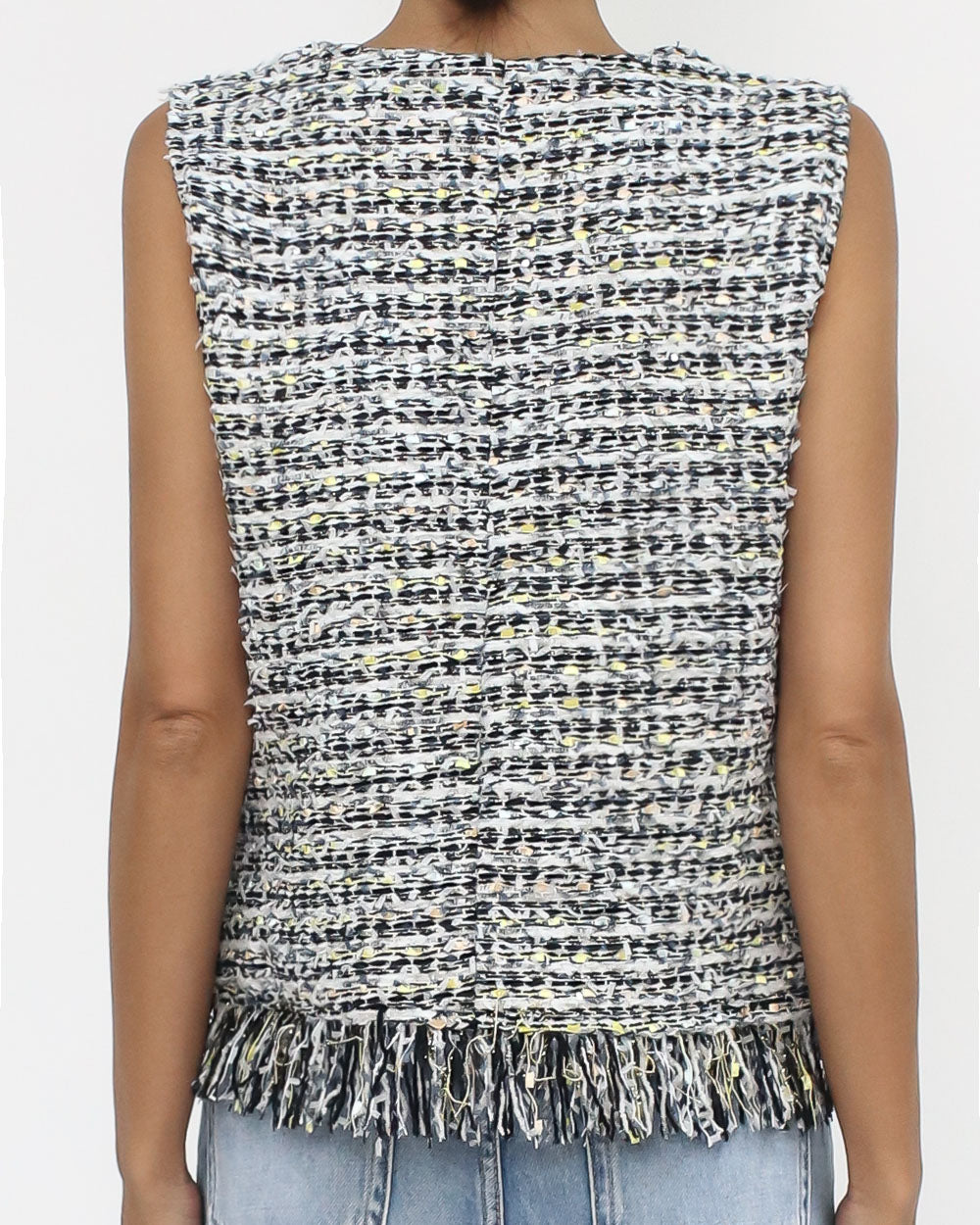 black & ivory tweed luxe tassels vest *pre-order*