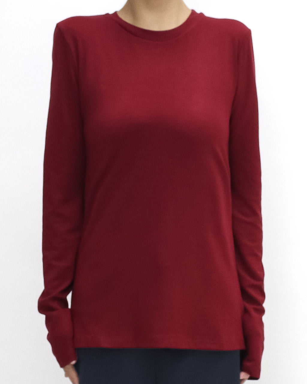 burgundy long sleeves basic tee *pre-order*