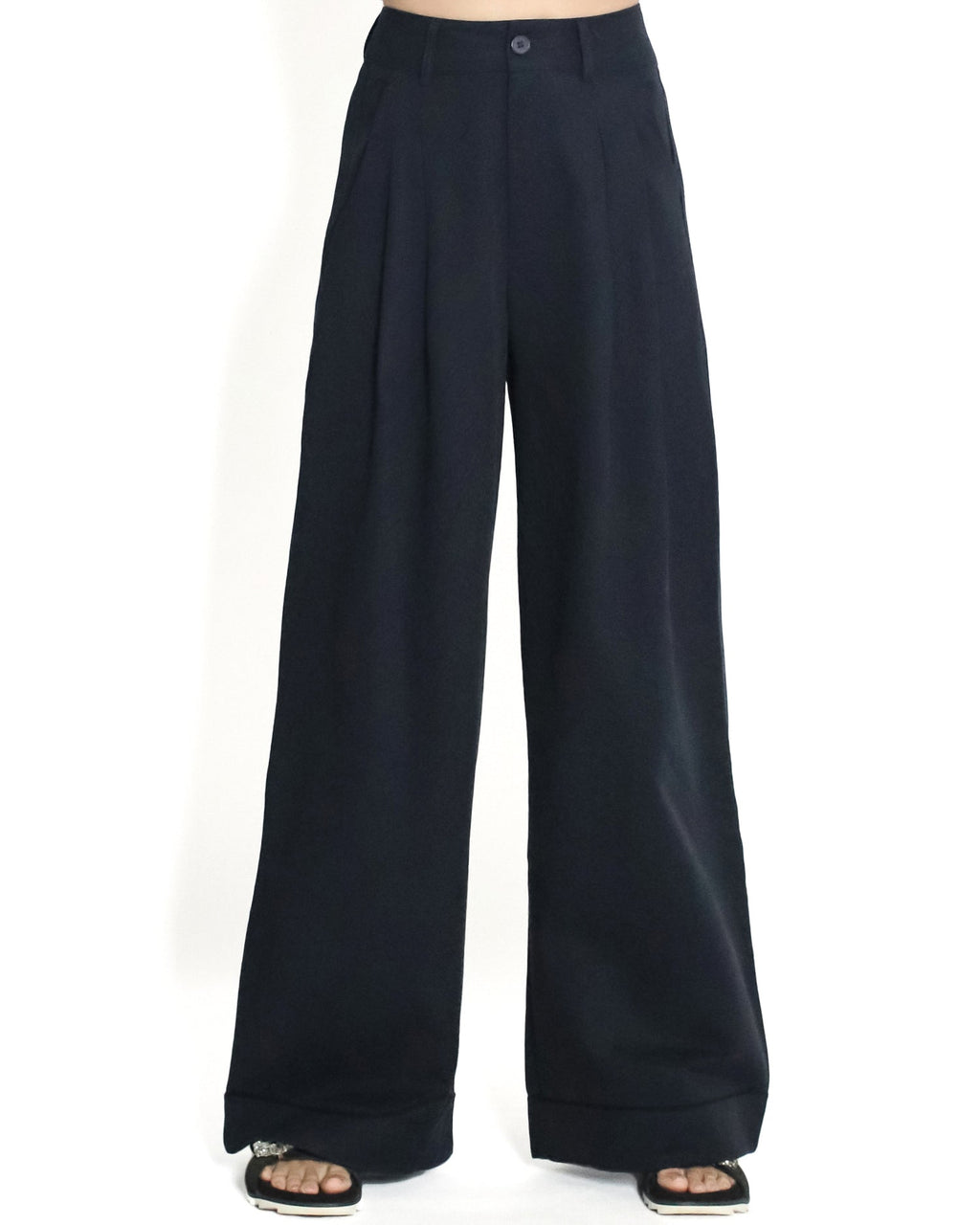 navy straight legs fold hem pants *pre-order*