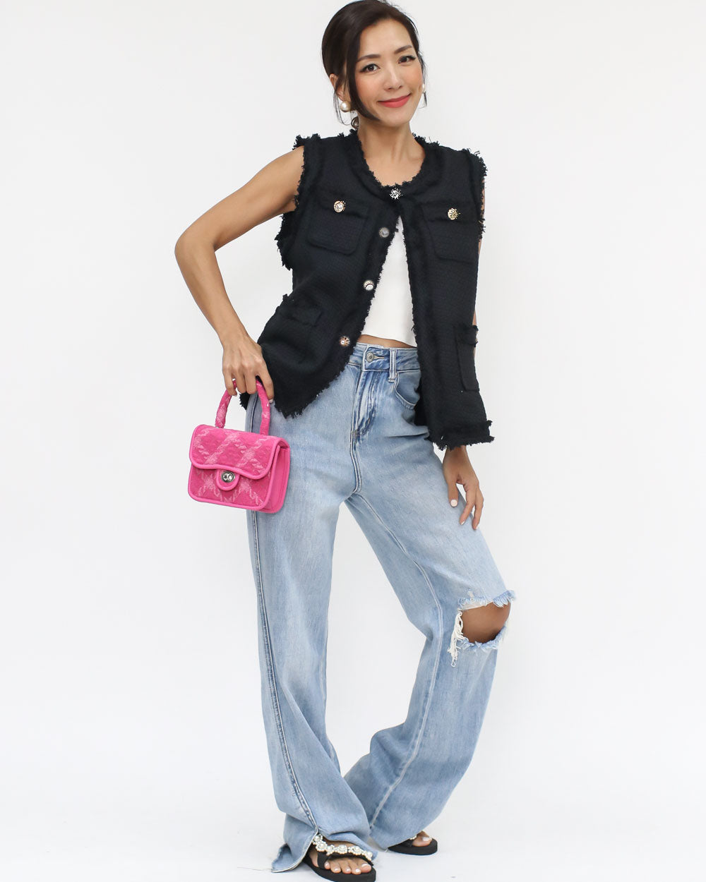 black tweed vest jacket *pre-order*