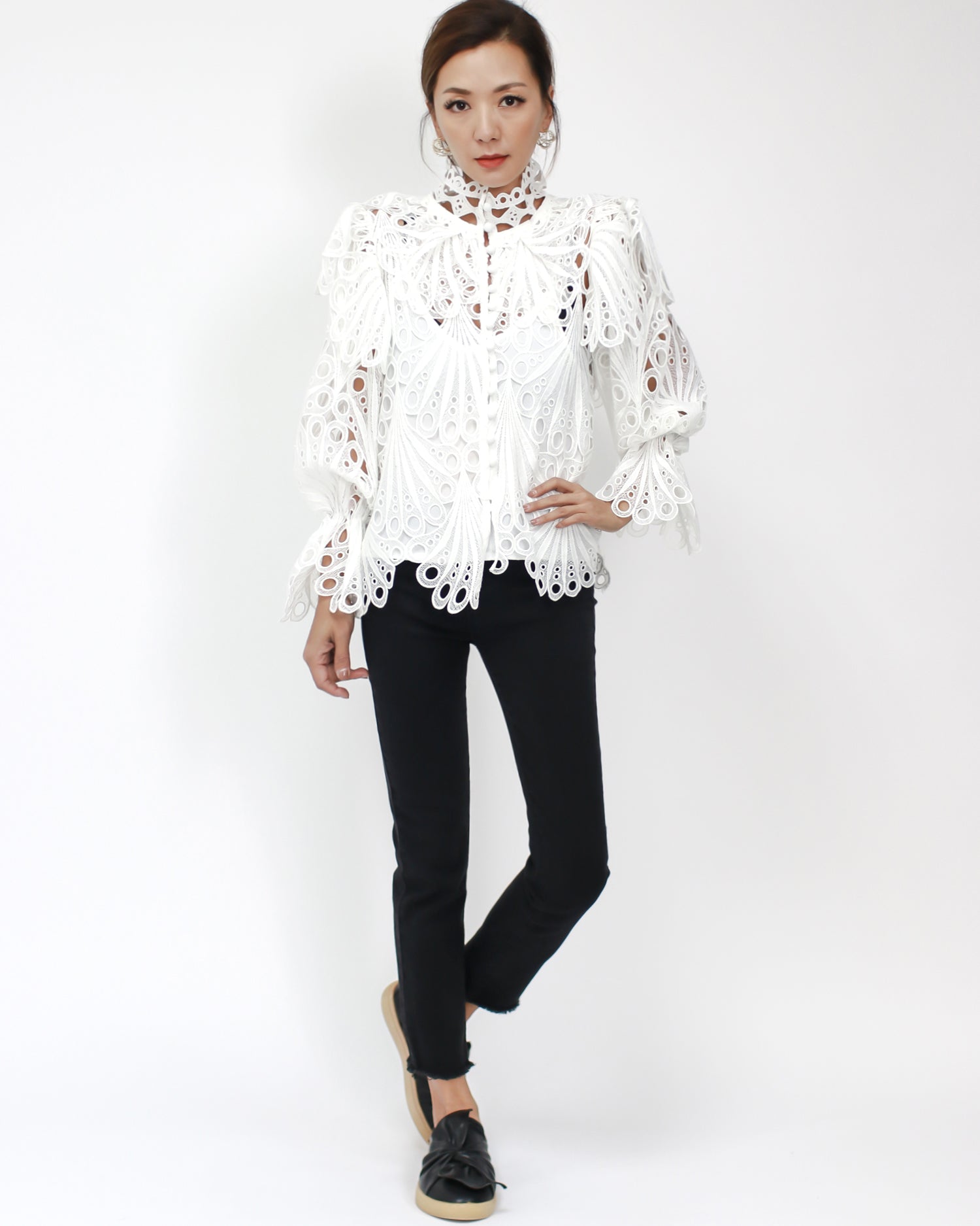 white crochet high neck top *pre-order*
