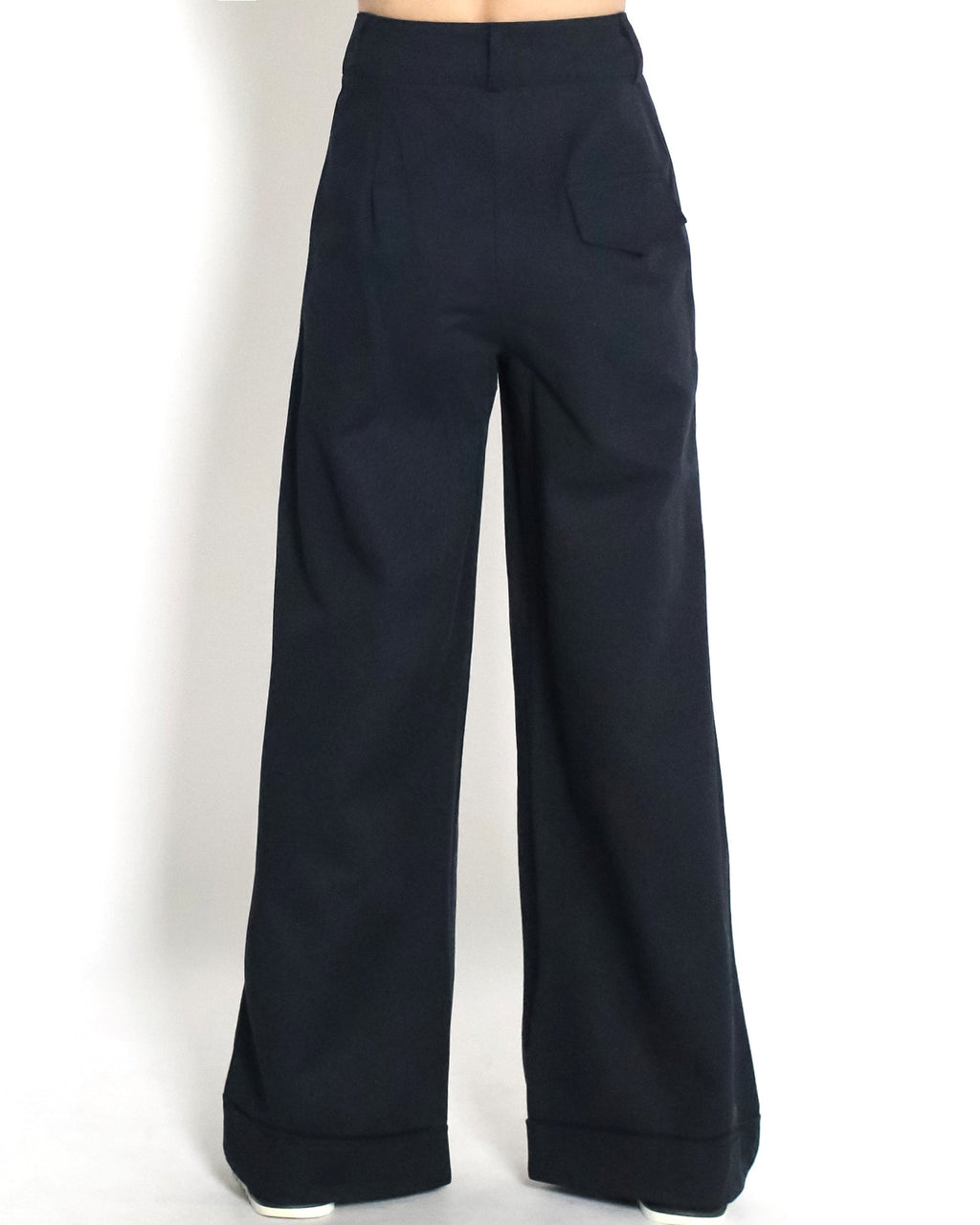navy straight legs fold hem pants *pre-order*