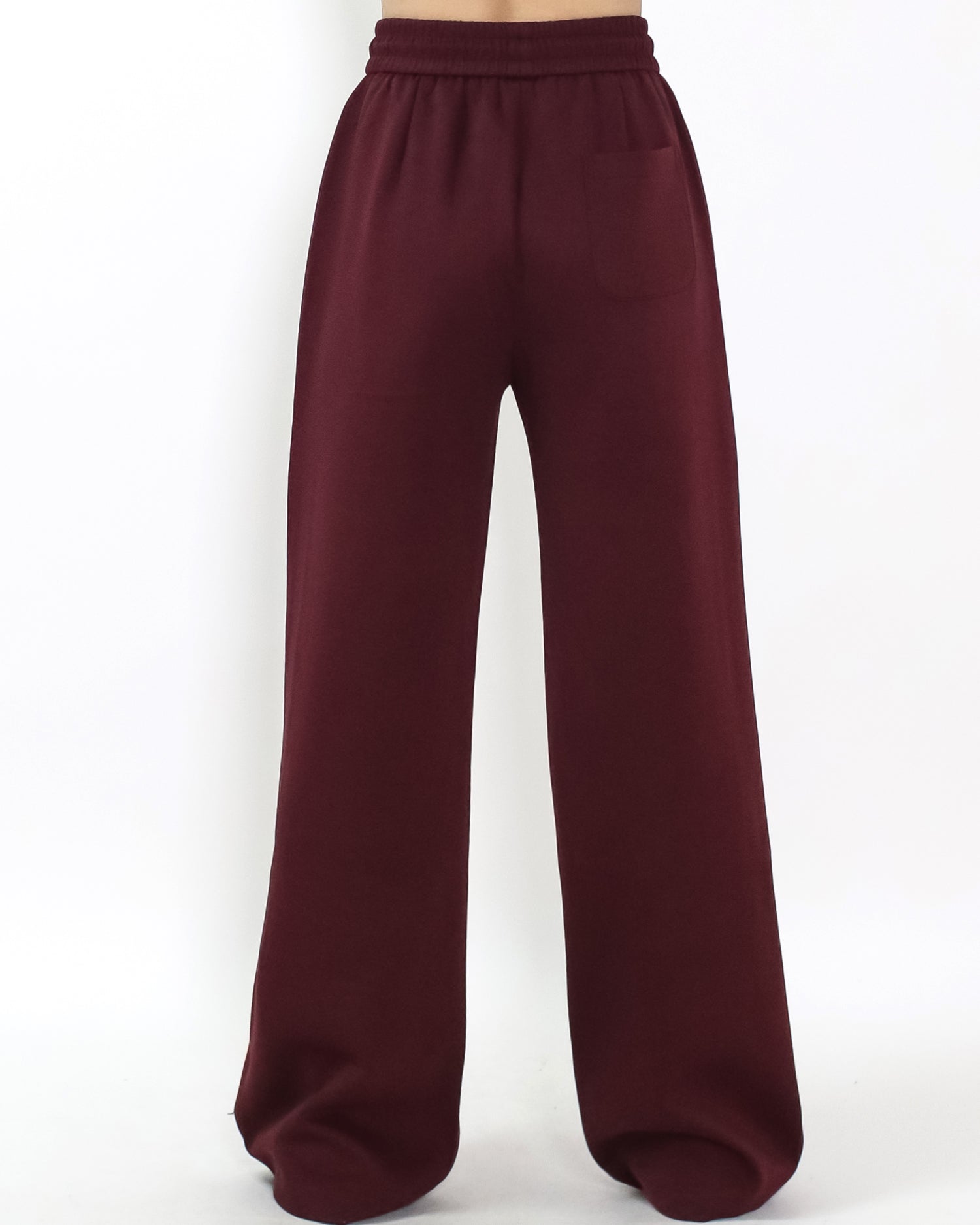 burgundy soft neoprene straight leg pants *pre-order*