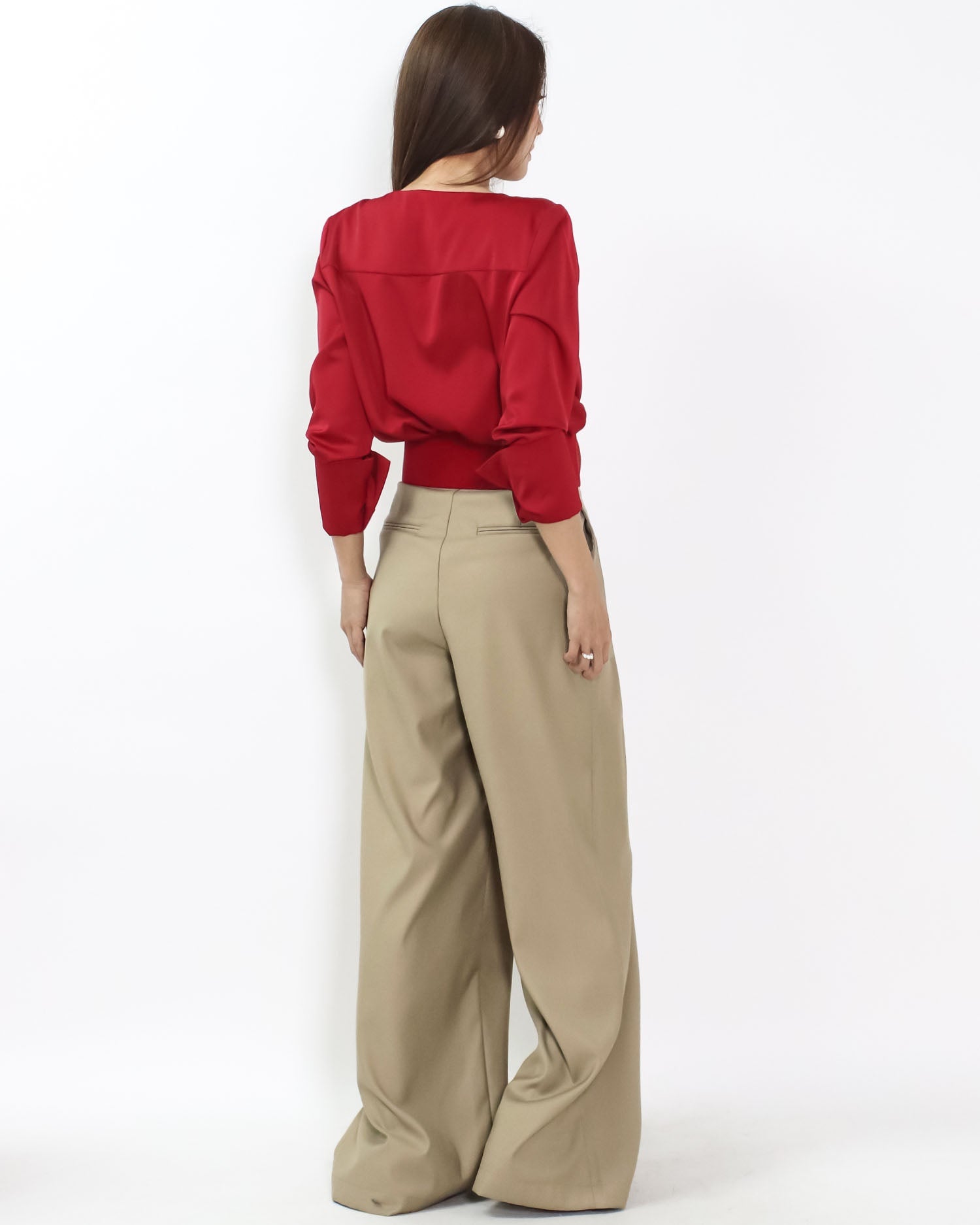 red soft leather stretch back gold buckle wide belt