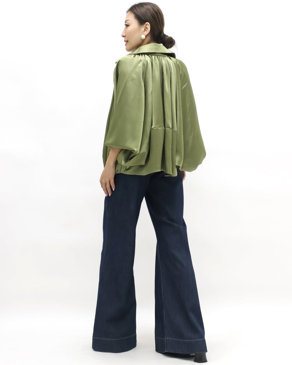 green satin batwing jacket *pre-order*