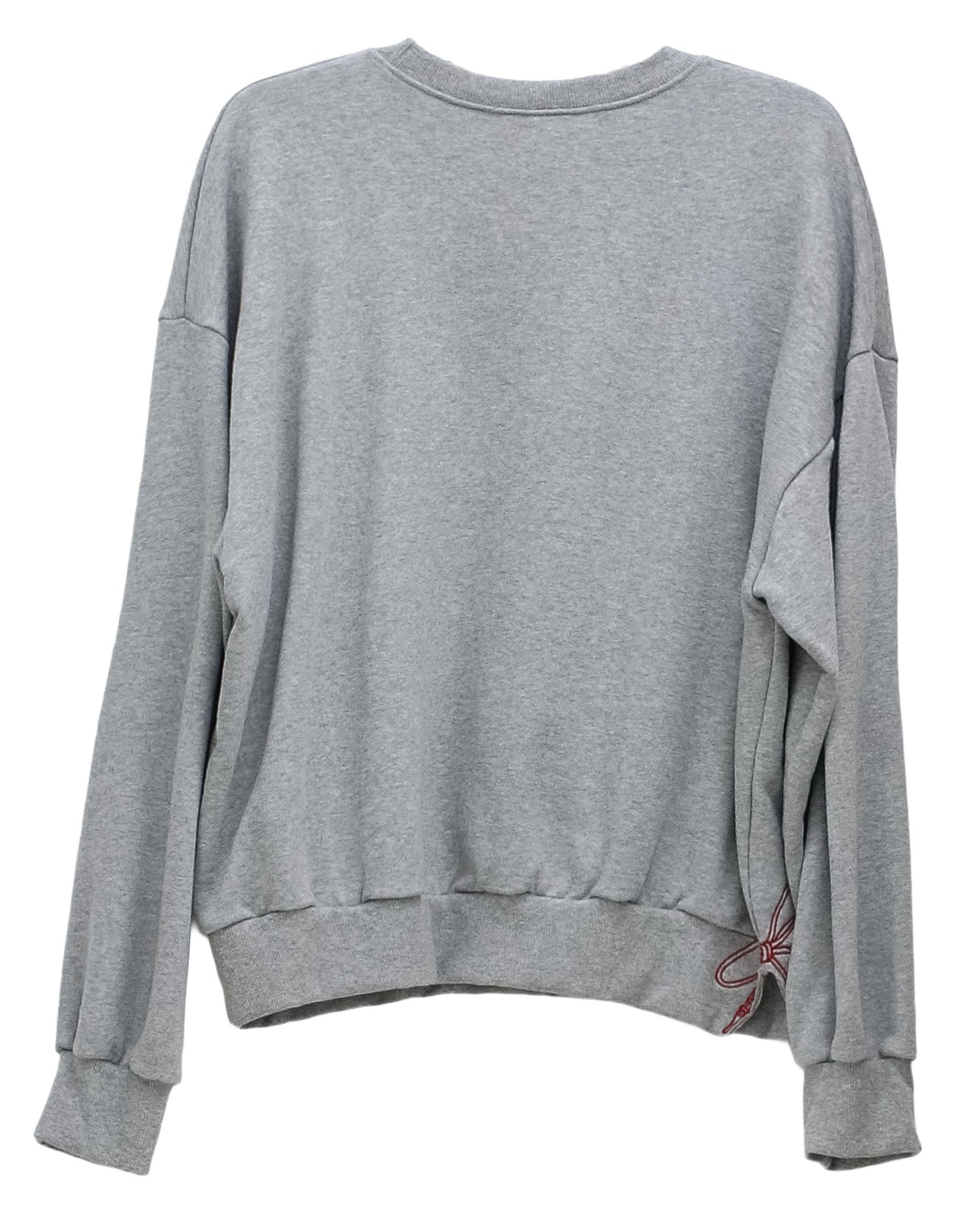 grey w/ pink embroidered bow side sweatshirt