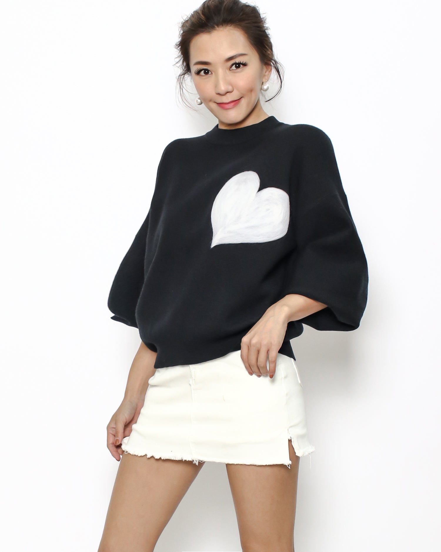black heart printed knitted top *pre-order*