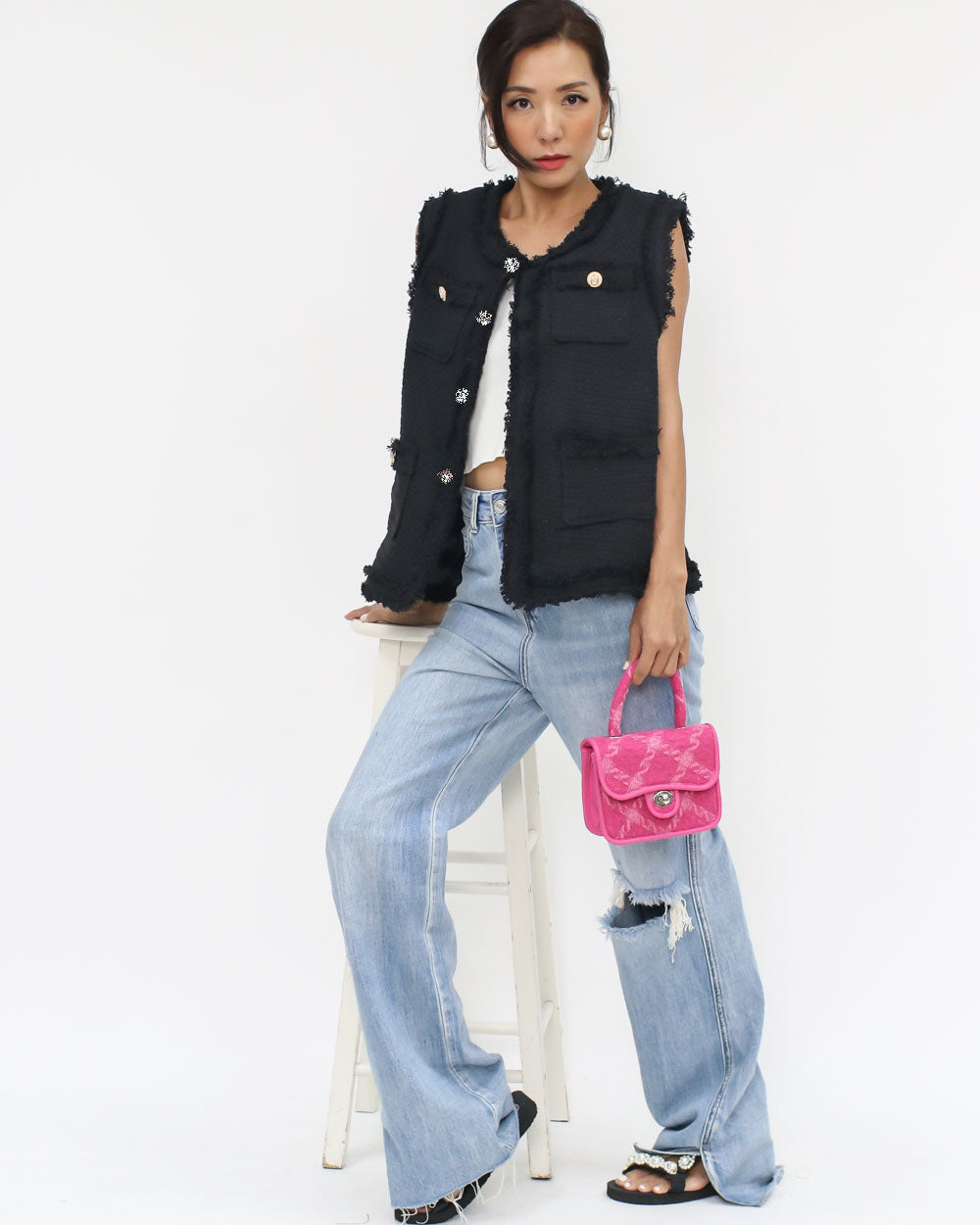 black tweed vest jacket *pre-order*