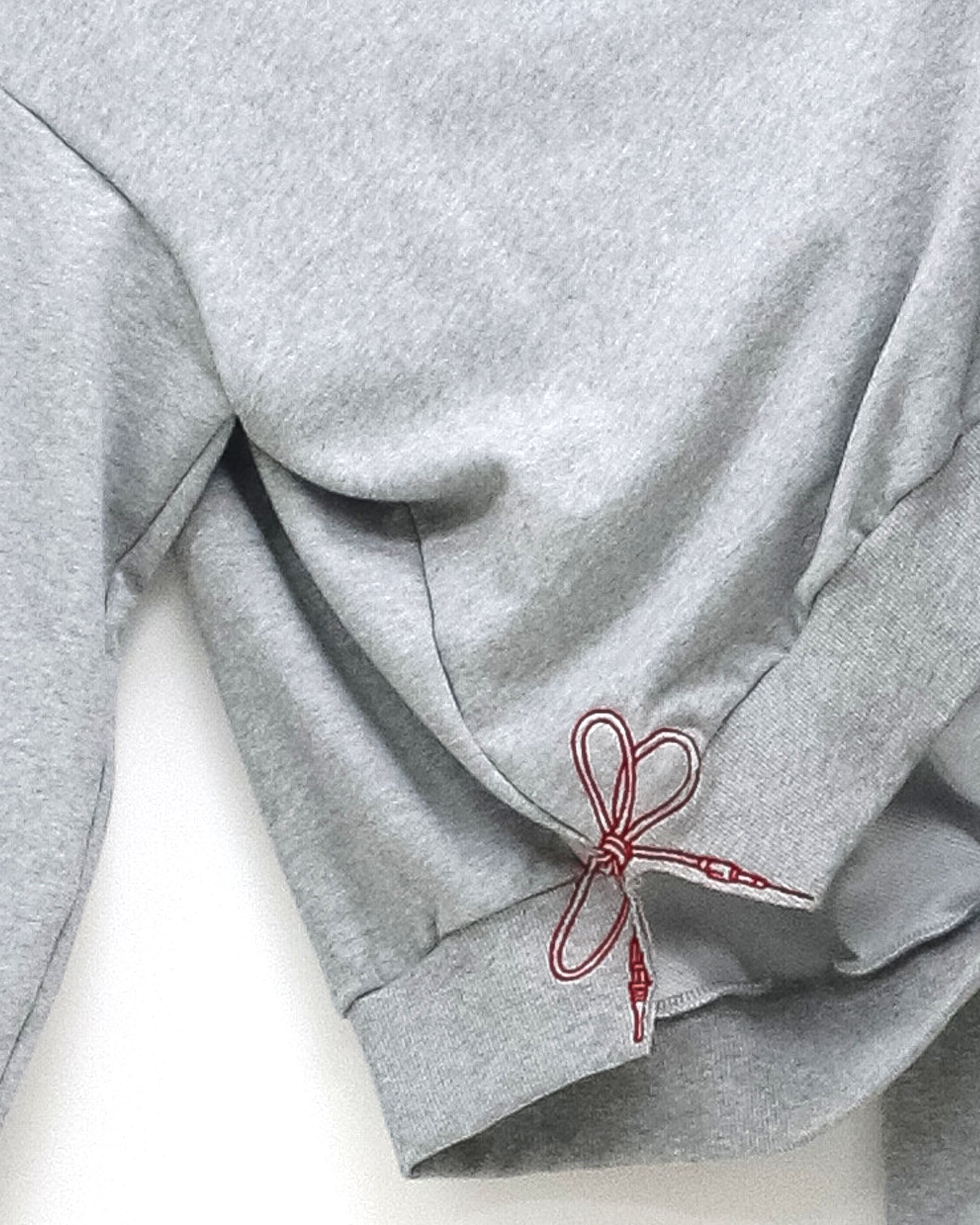 grey w/ pink embroidered bow side sweatshirt