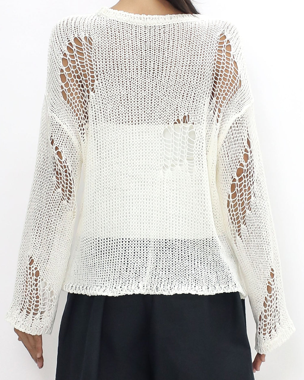 ivory cage crochet knitted top