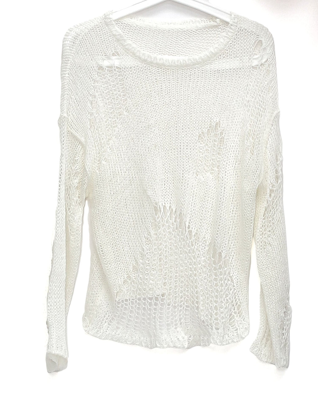ivory cage crochet knitted top