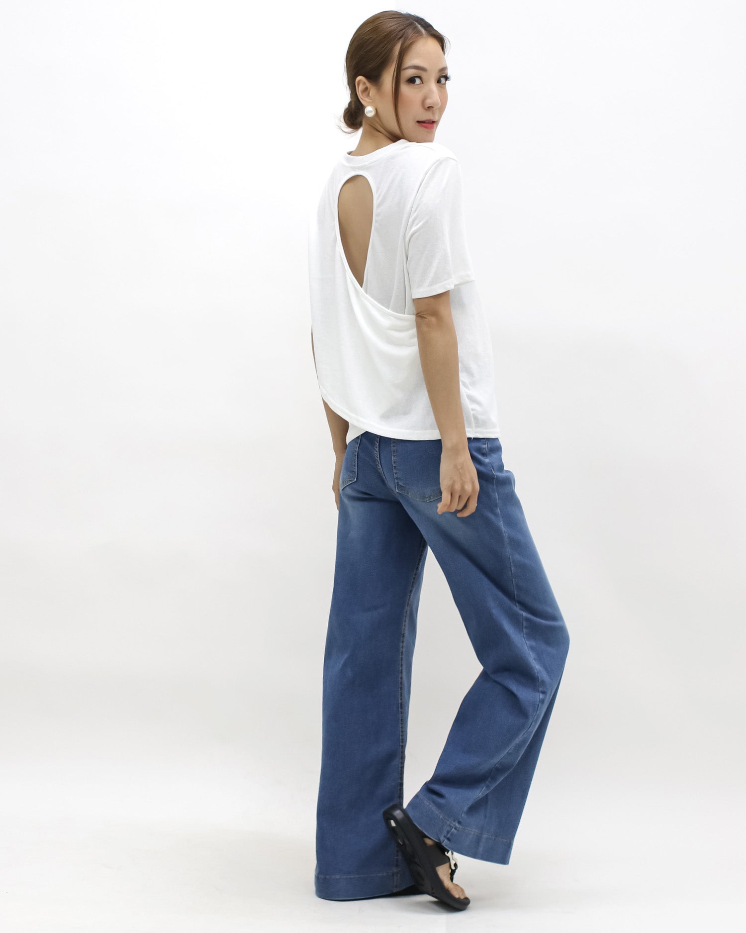 ivory cutout back tee