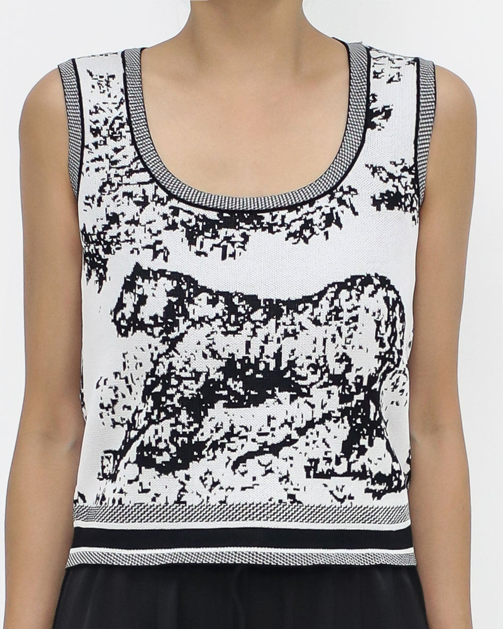 black & ivory printed knitted top *pre-order*