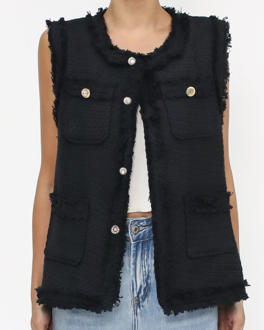 black tweed vest jacket *pre-order*