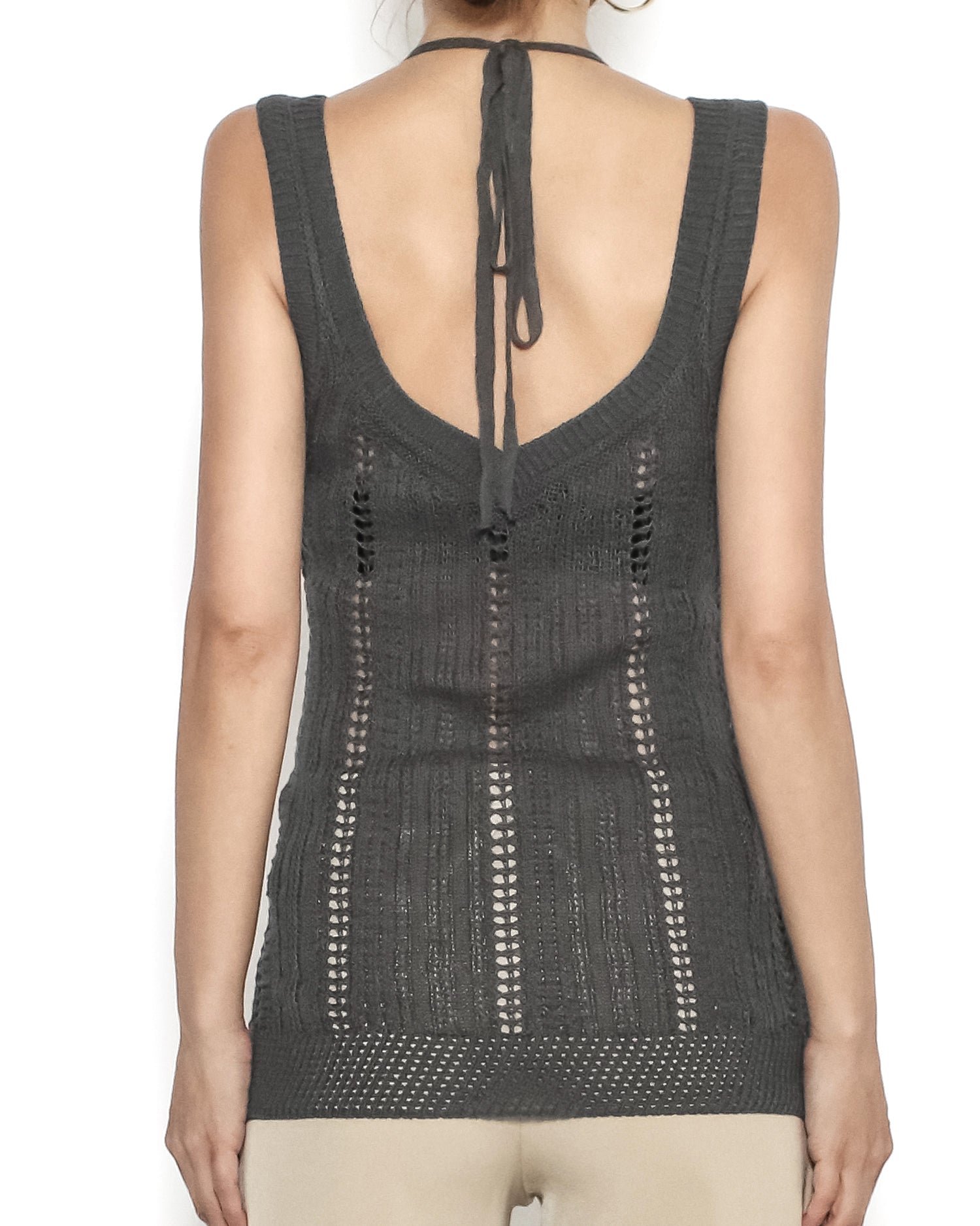grey w/ halter tie layer fine knitted vest *pre-order*