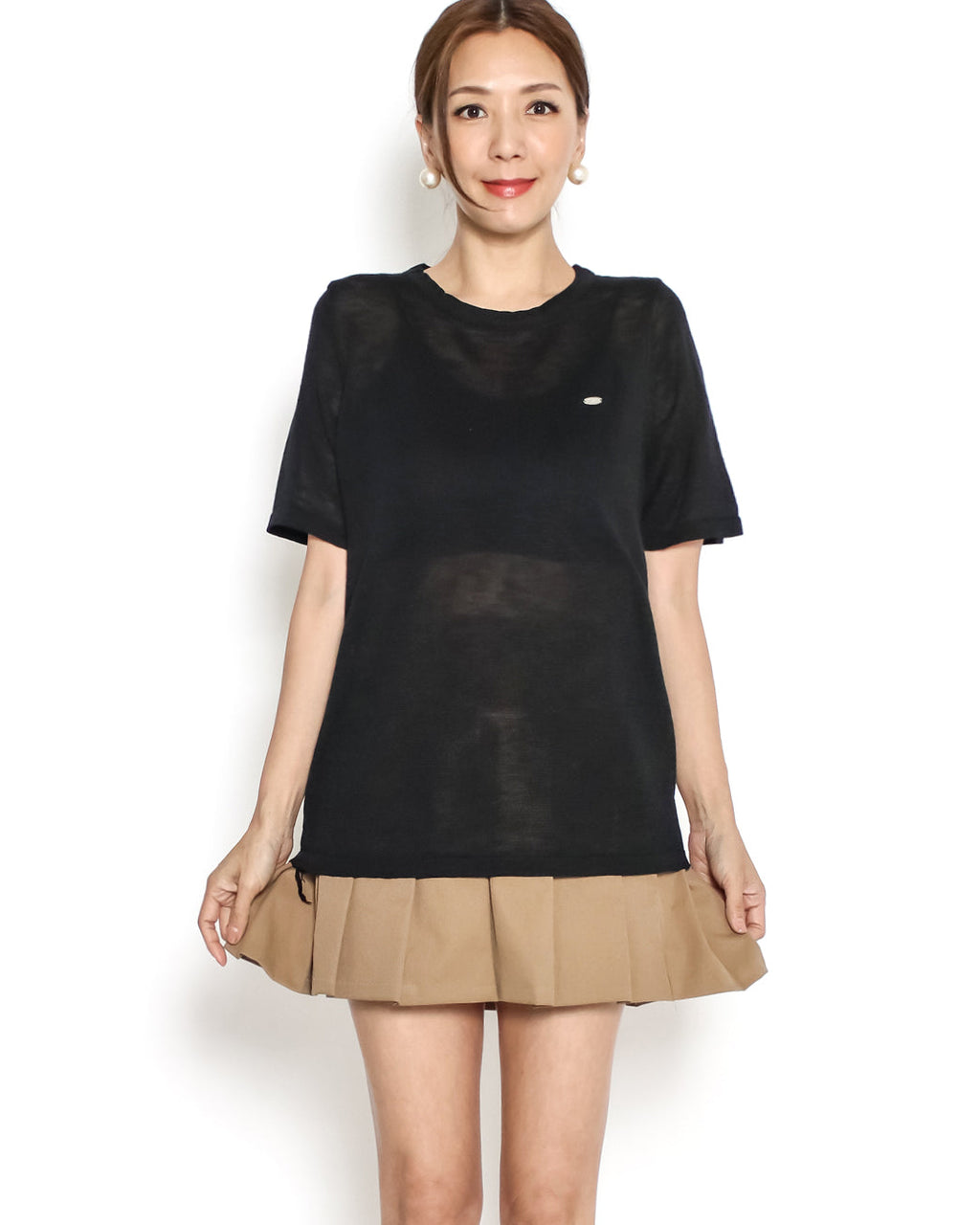 black crochet strappy cutout back tee *pre-order*