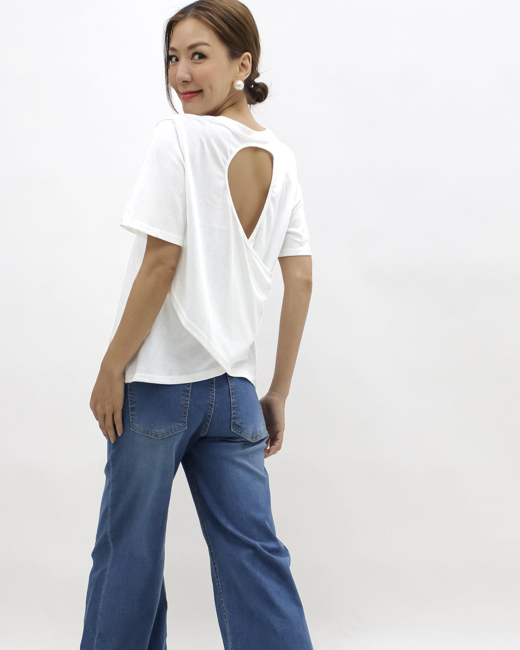 ivory cutout back tee