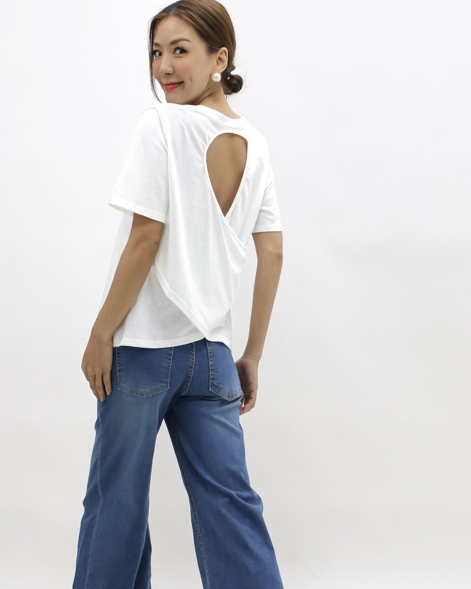 ivory cutout back tee