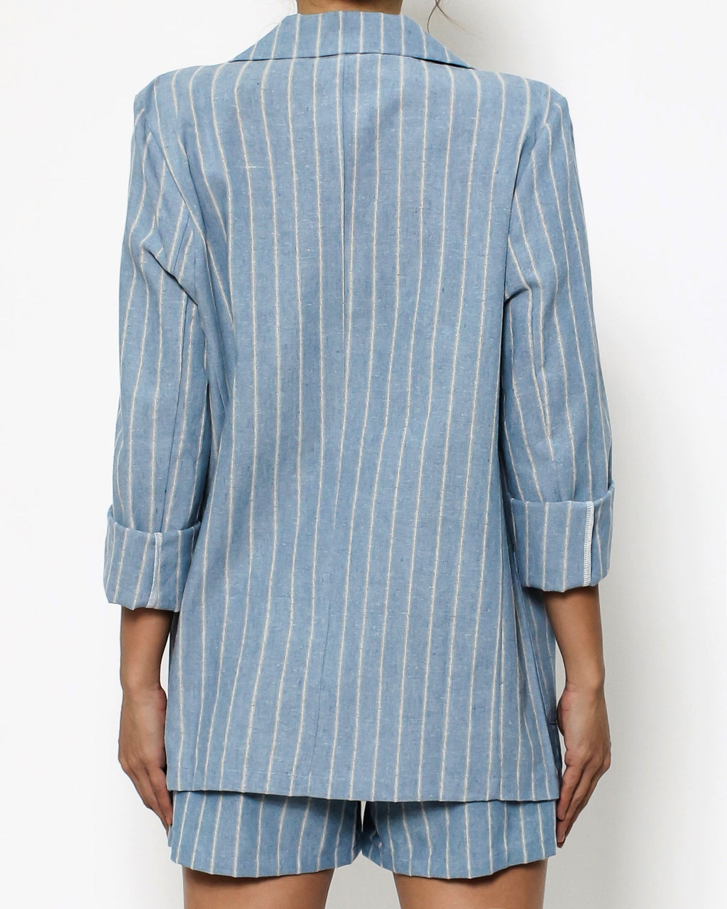 blue stripes linen blazer & shorts set *pre-order*