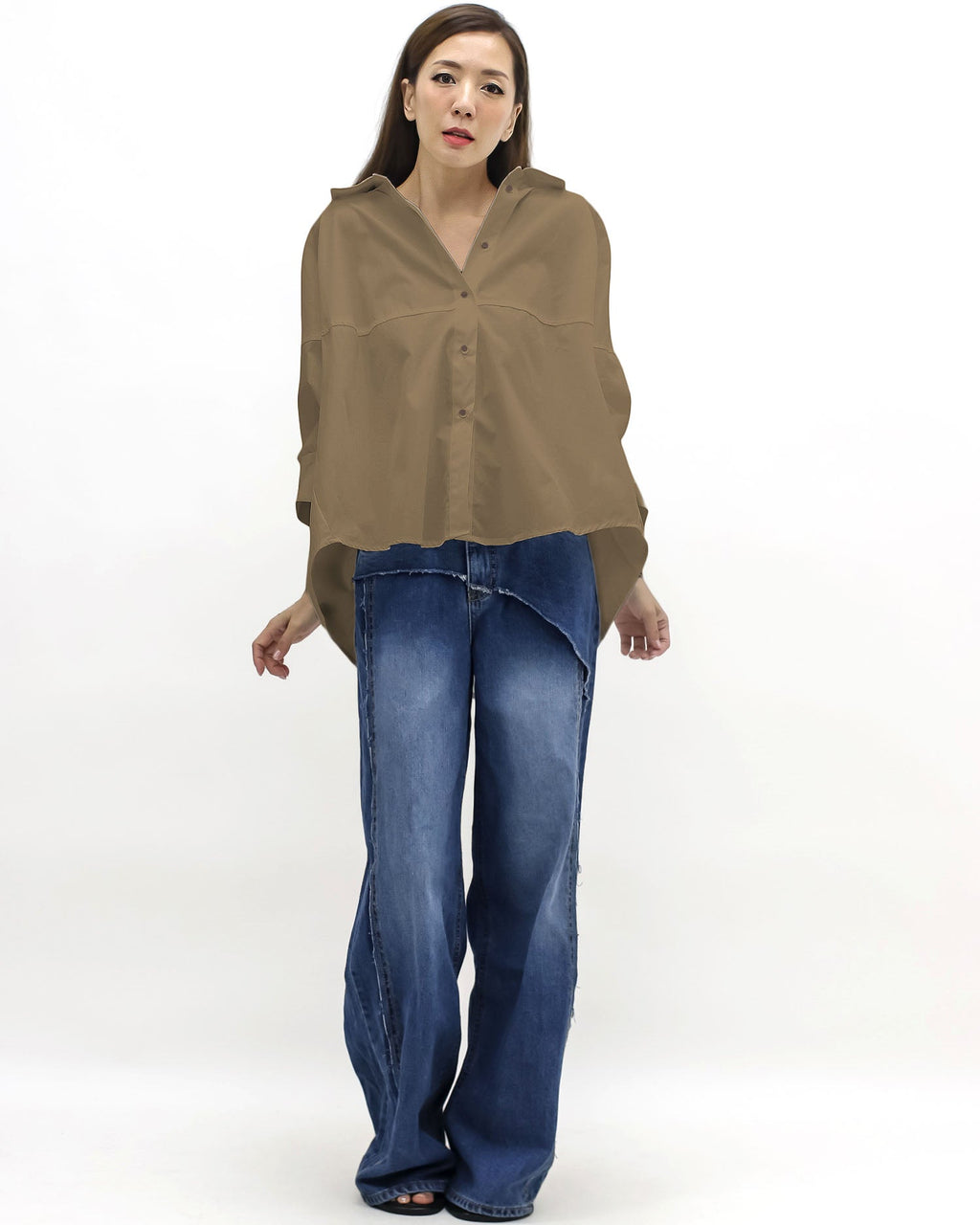 brown button sleeves shirt *pre-order*