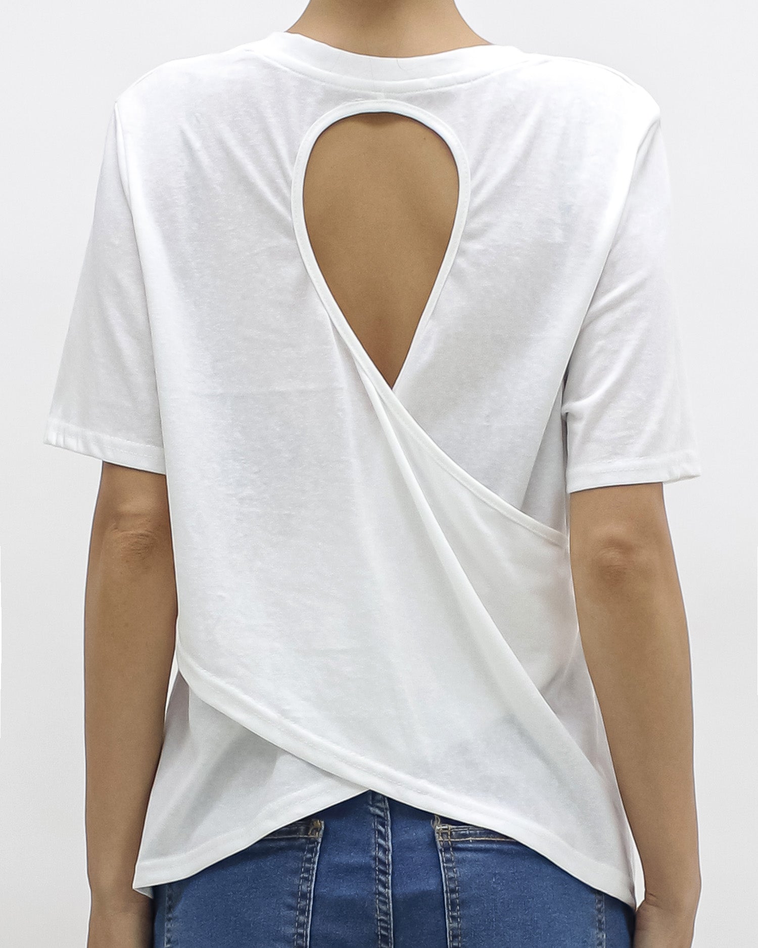 ivory cutout back tee