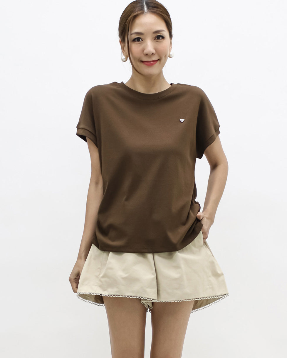 brown round shoulder tee *pre-order*