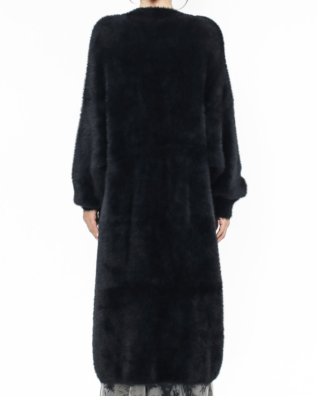 black fluffy knitted longline cardigan *pre-order*