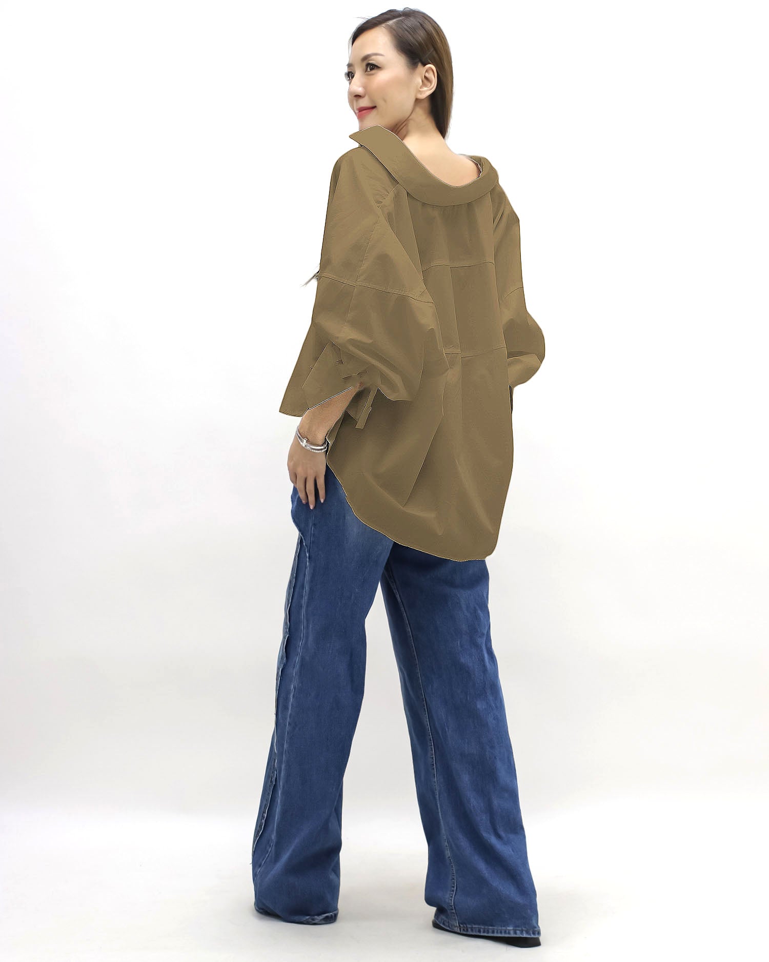 brown button sleeves shirt *pre-order*