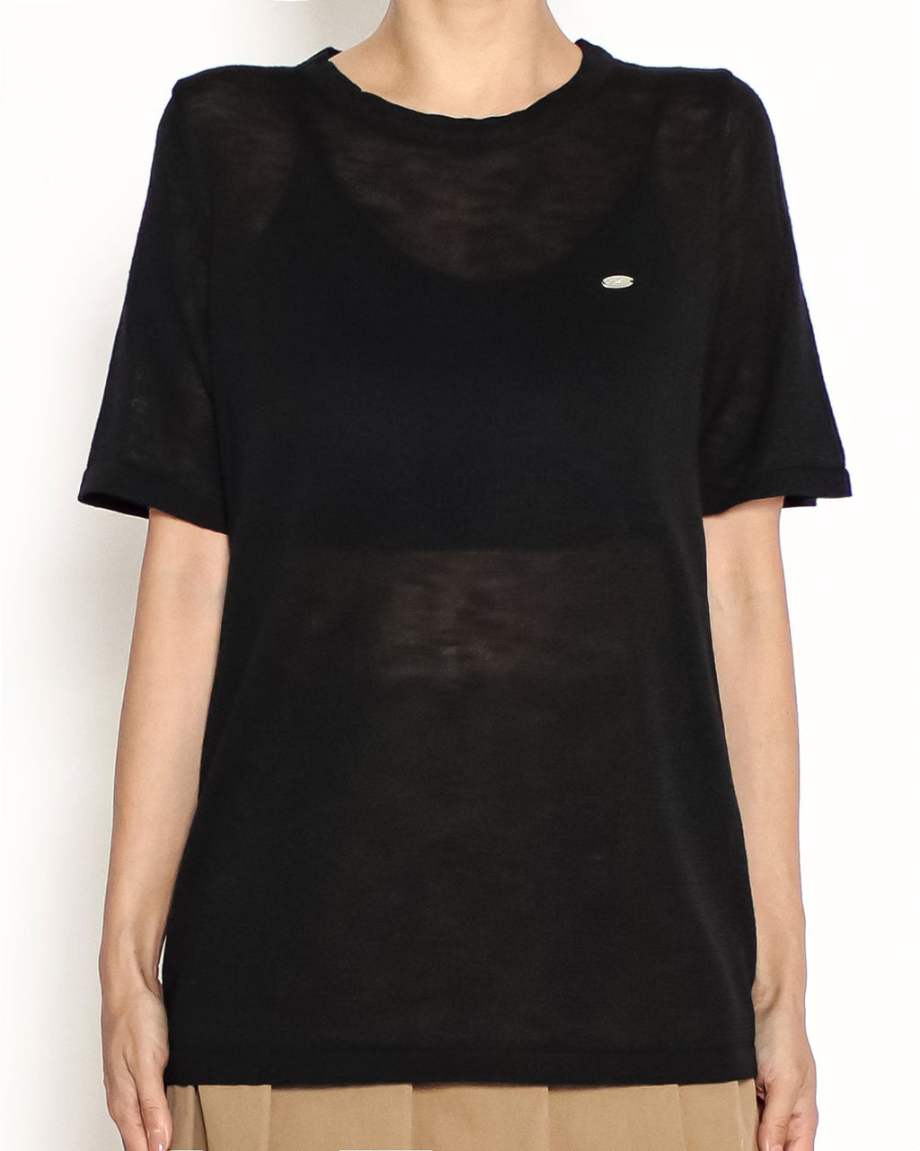 black crochet strappy cutout back tee *pre-order*