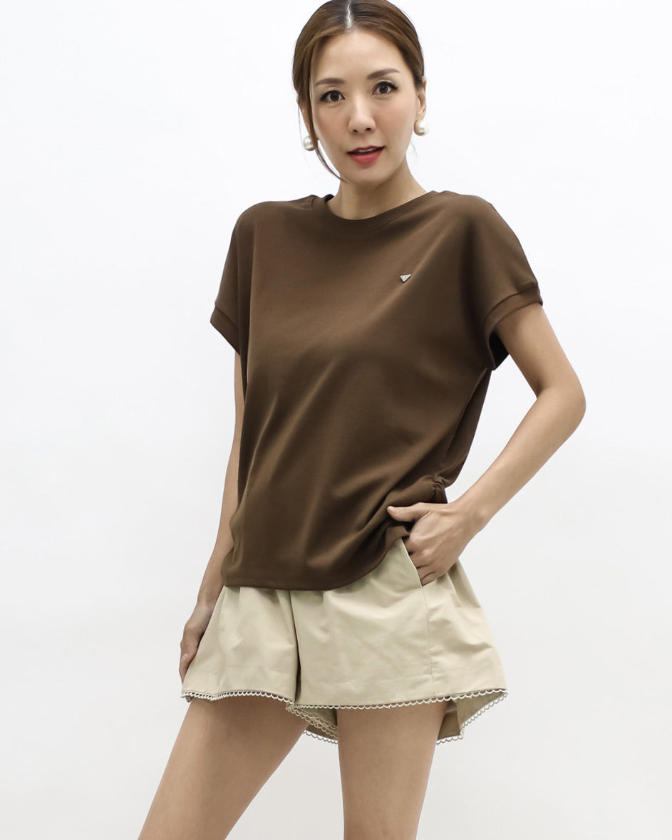 brown round shoulder tee *pre-order*