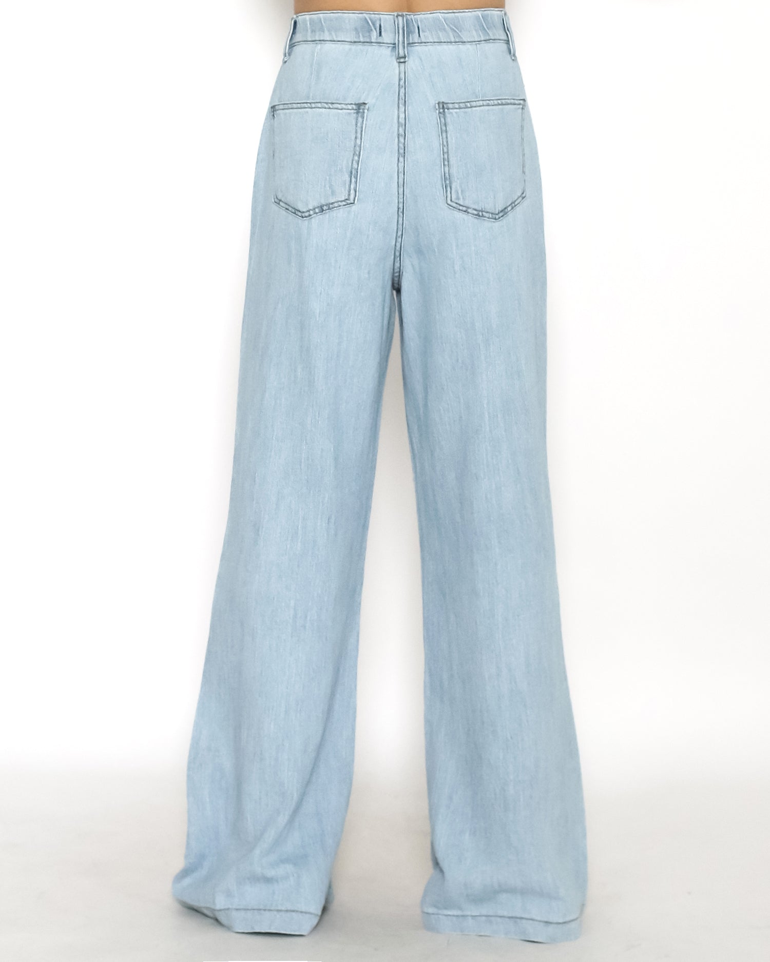 light blue denim pockets front straight leg jeans