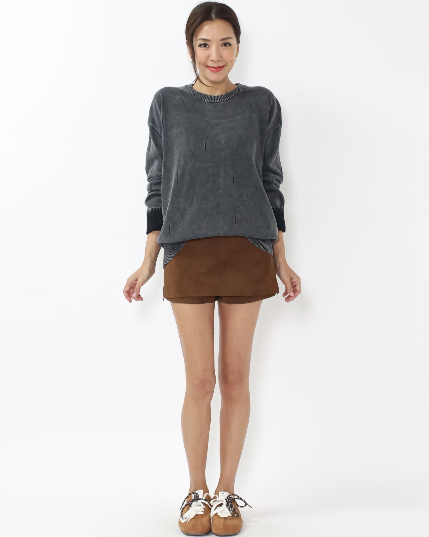 brown suede mini skorts *pre-order*