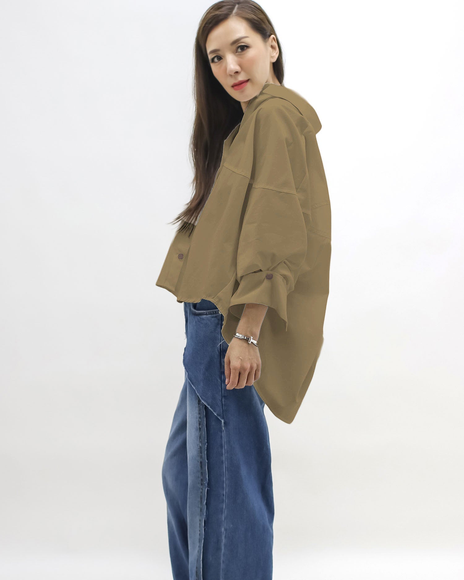 brown button sleeves shirt *pre-order*